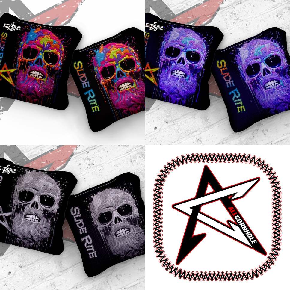 2026 Slide-Rite Melting Skull ACL Pro Stamped Cornhole Bags – Set of 4 Bags