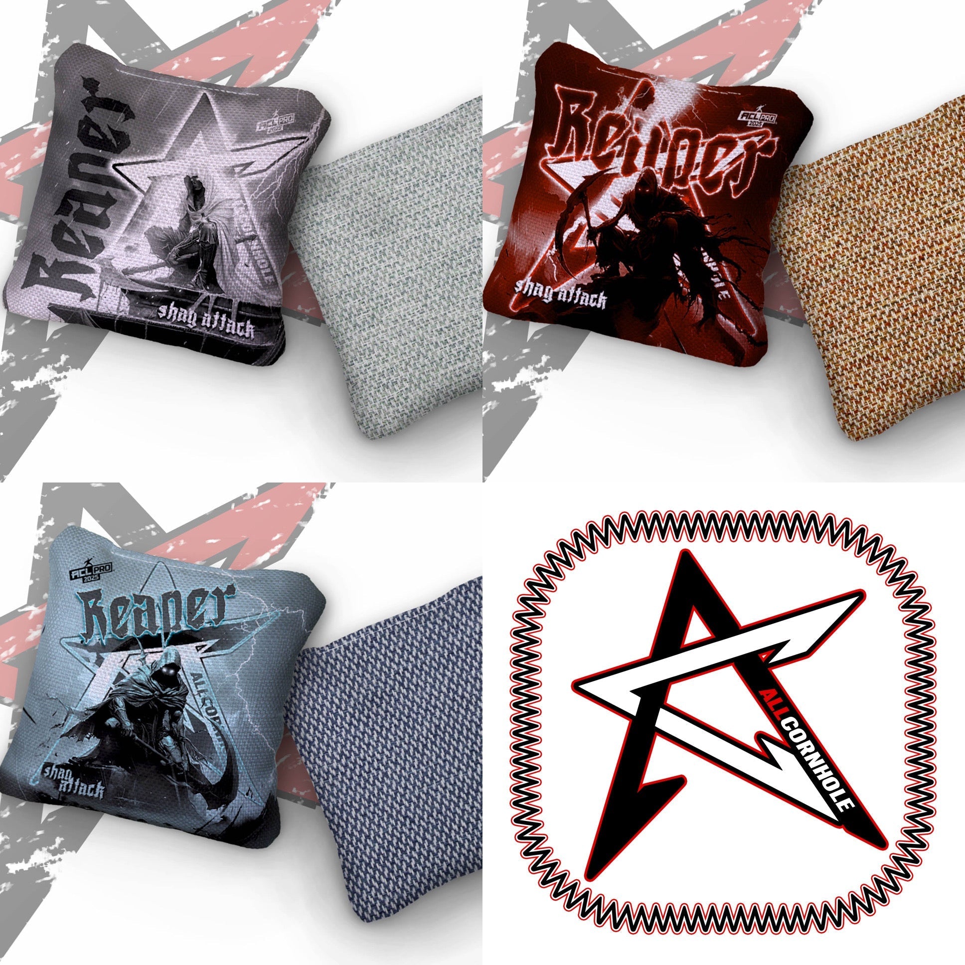 2025  SHAG ATTACK - "Reaper" - ACL Pro Stamped Cornhole Bags - SET OF 4 BAGS