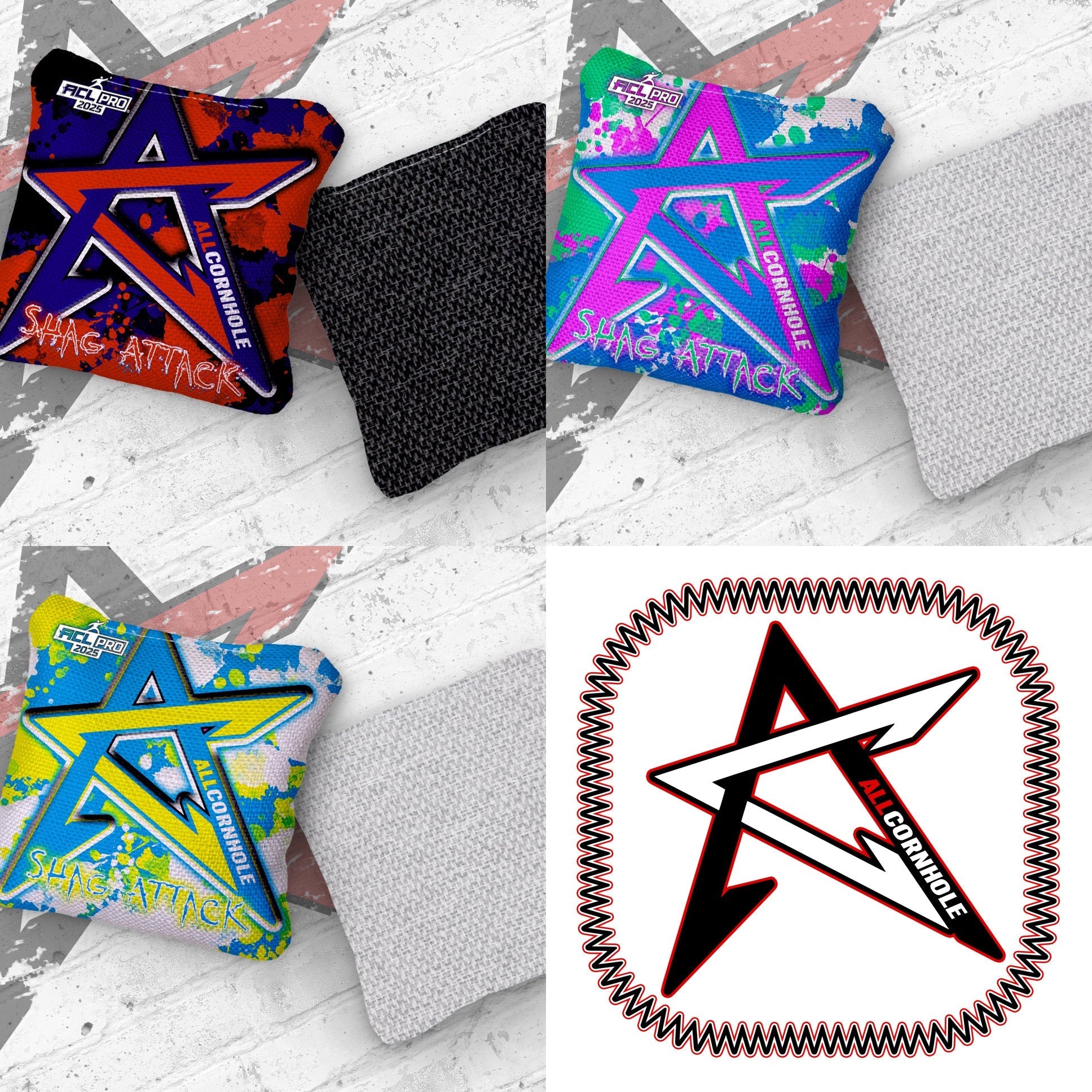 2025 SHAG ATTACK - "SPLATTER" - ACL Pro Stamped Cornhole Bags - SET OF 4 BAGS
