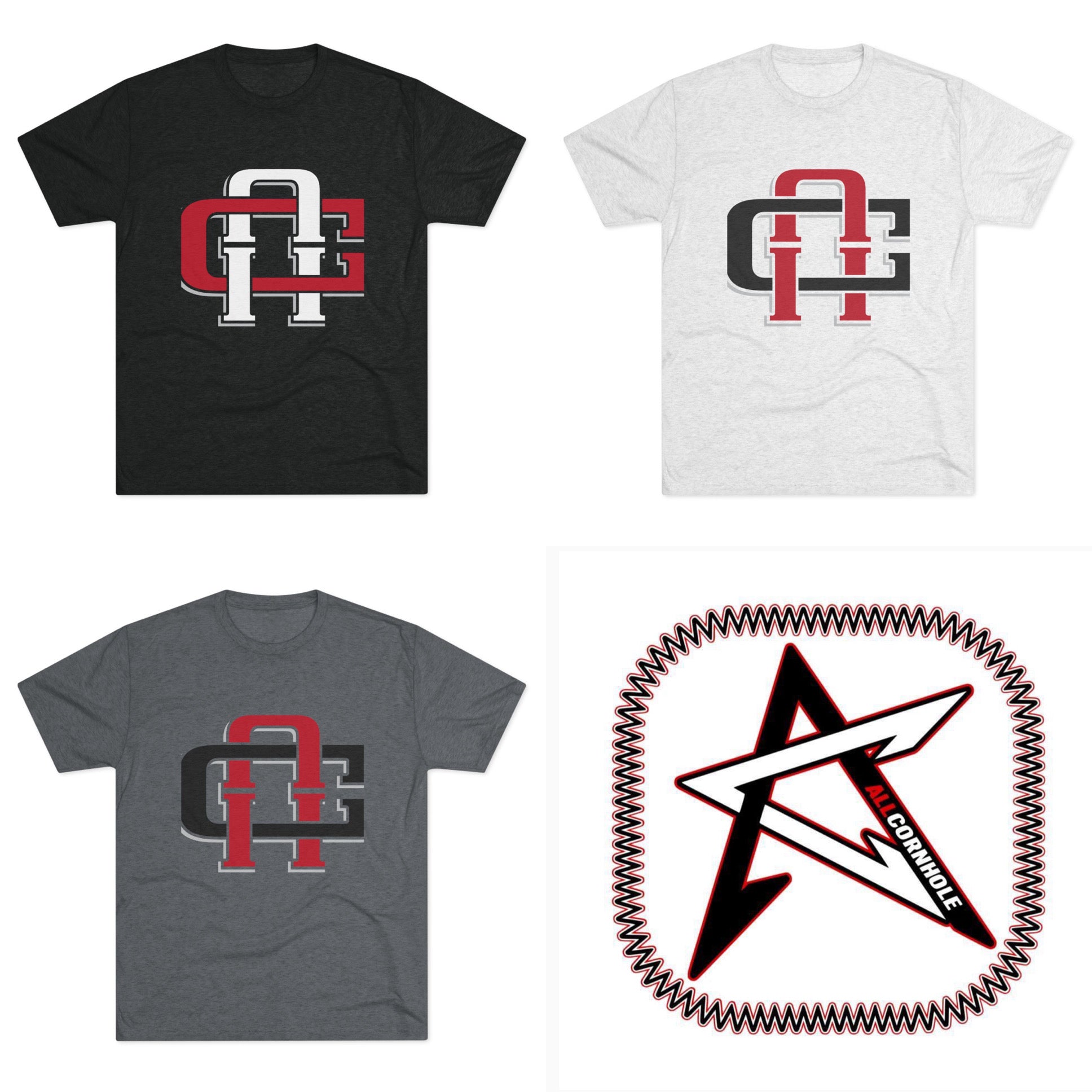 Unisex Tri-Blend Crew Tee - "AC Lettering"