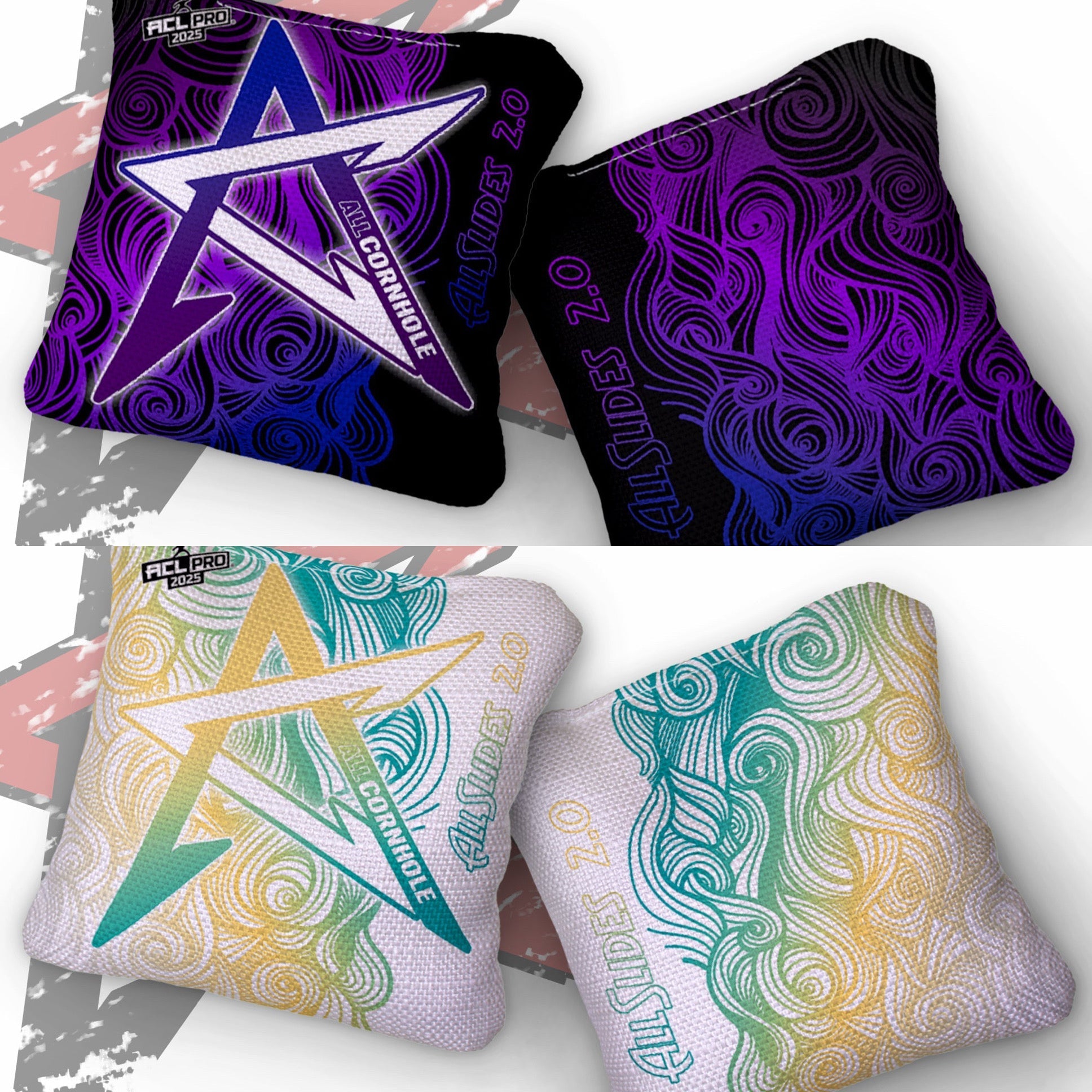 2025 ALL-SLIDES 2.0 - "WAVES" - ACL Pro Stamped Cornhole Bags - SET OF 4 BAGS