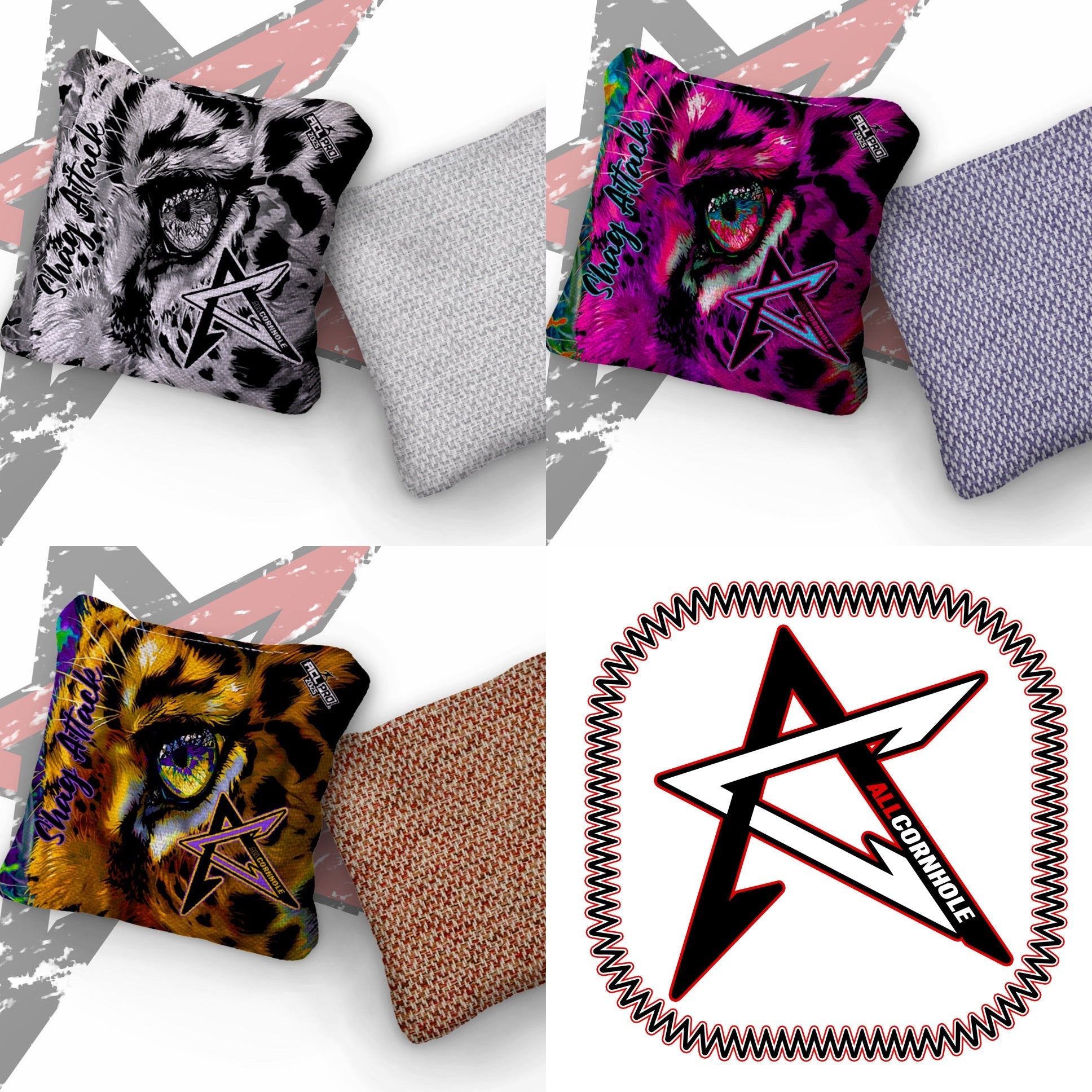 2025 SHAG ATTACK- "LEOPARD" - ACL Pro Stamped Cornhole Bags - SET OF 4 BAGS