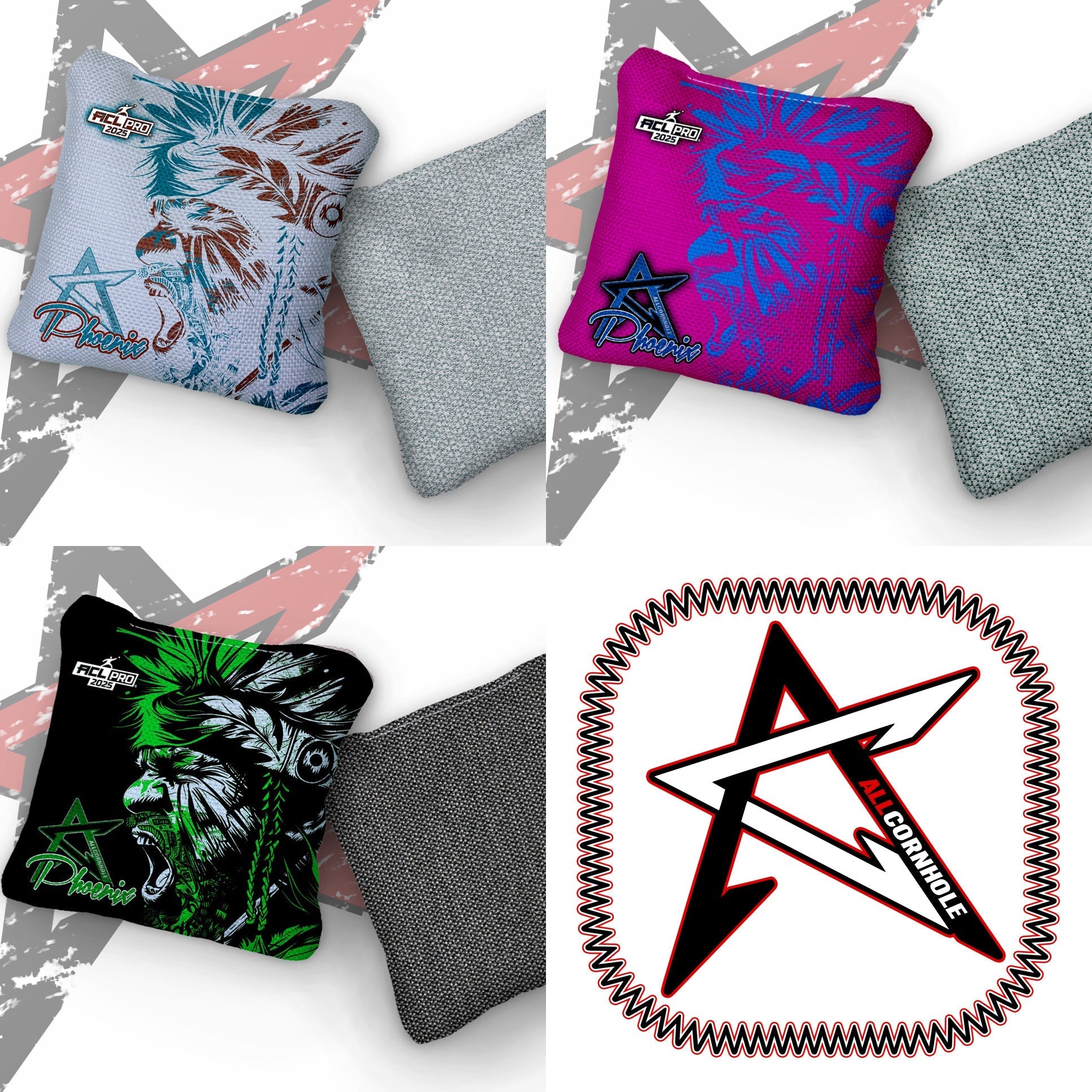 2025 PHOENIX - "WARRIOR" - ACL Pro Stamped Cornhole Bags - SET OF 4 BAGS