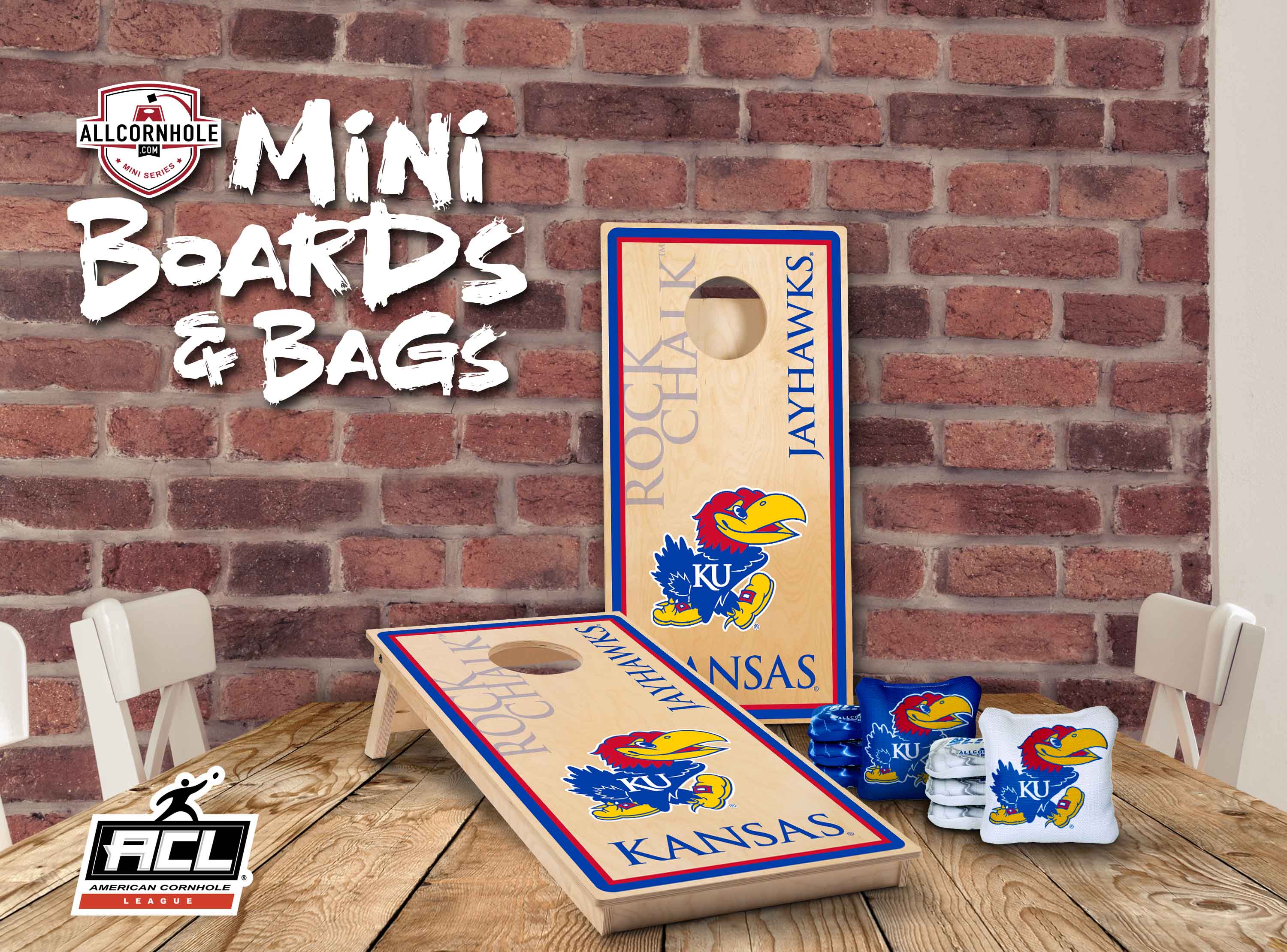 Officially Licensed Collegiate MINI Cornhole Boards - University of Kansas