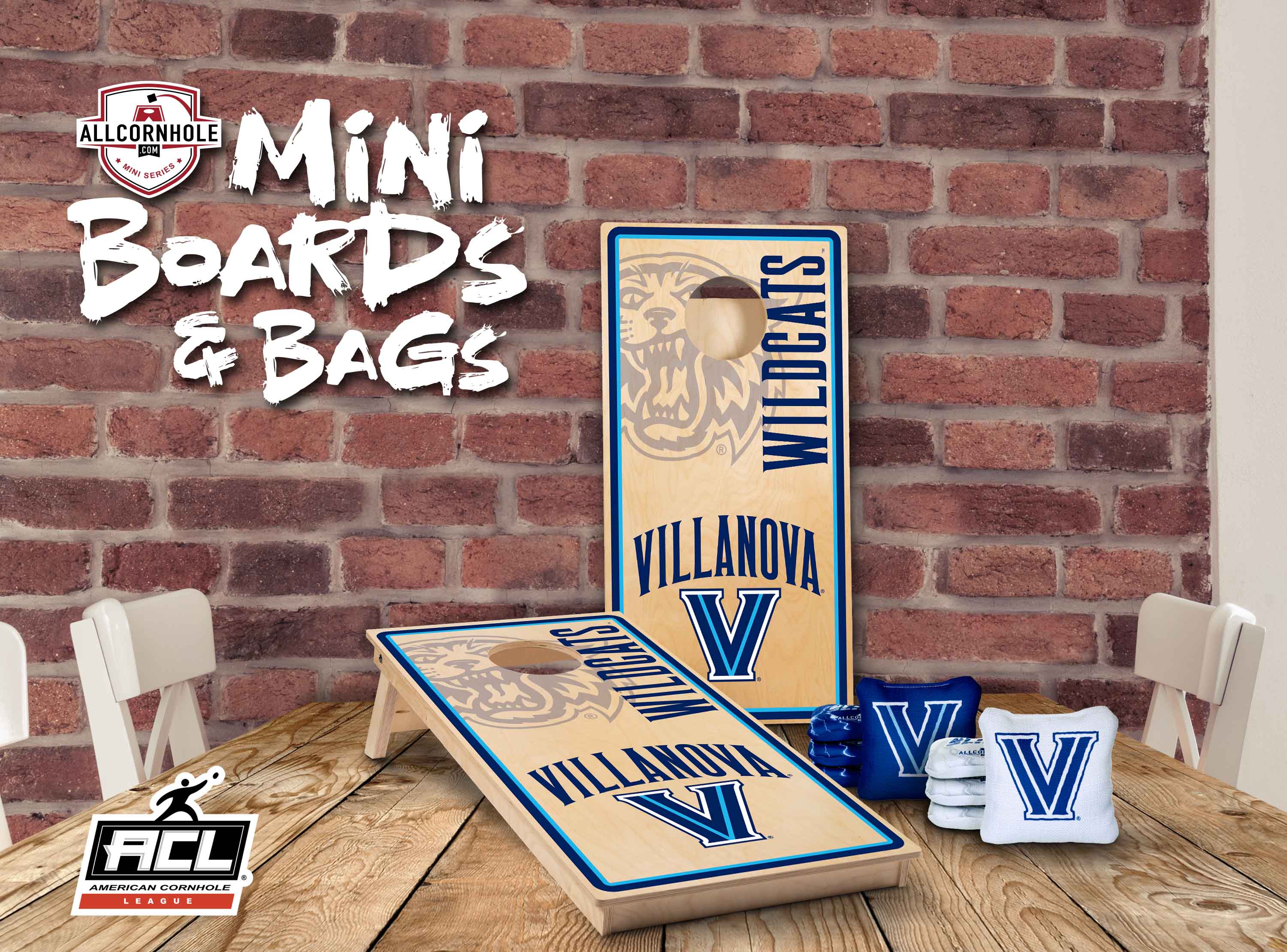 Officially Licensed Collegiate MINI Cornhole Boards - Villanova University