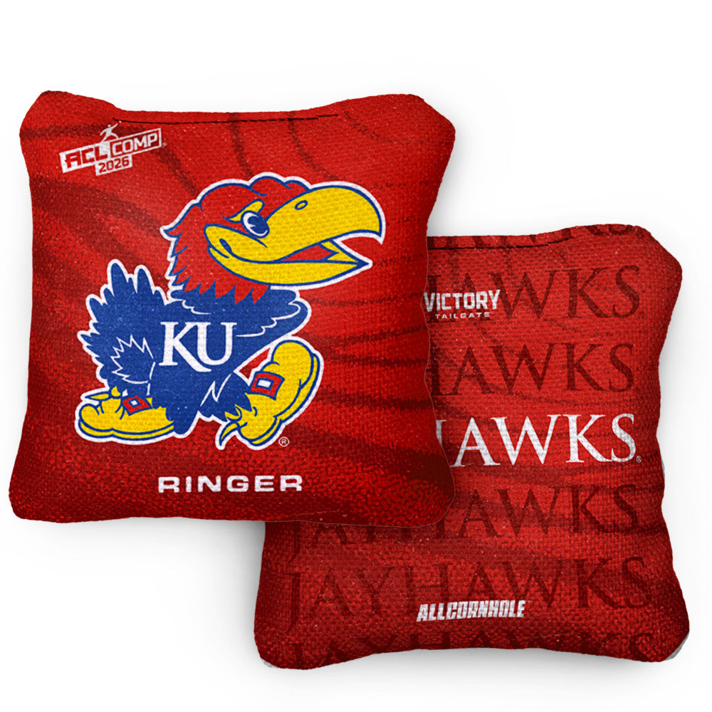 2026 Kansas Jayhawks RINGER™️Red ACL Comp Cornhole Bags – Set of 4 Bags