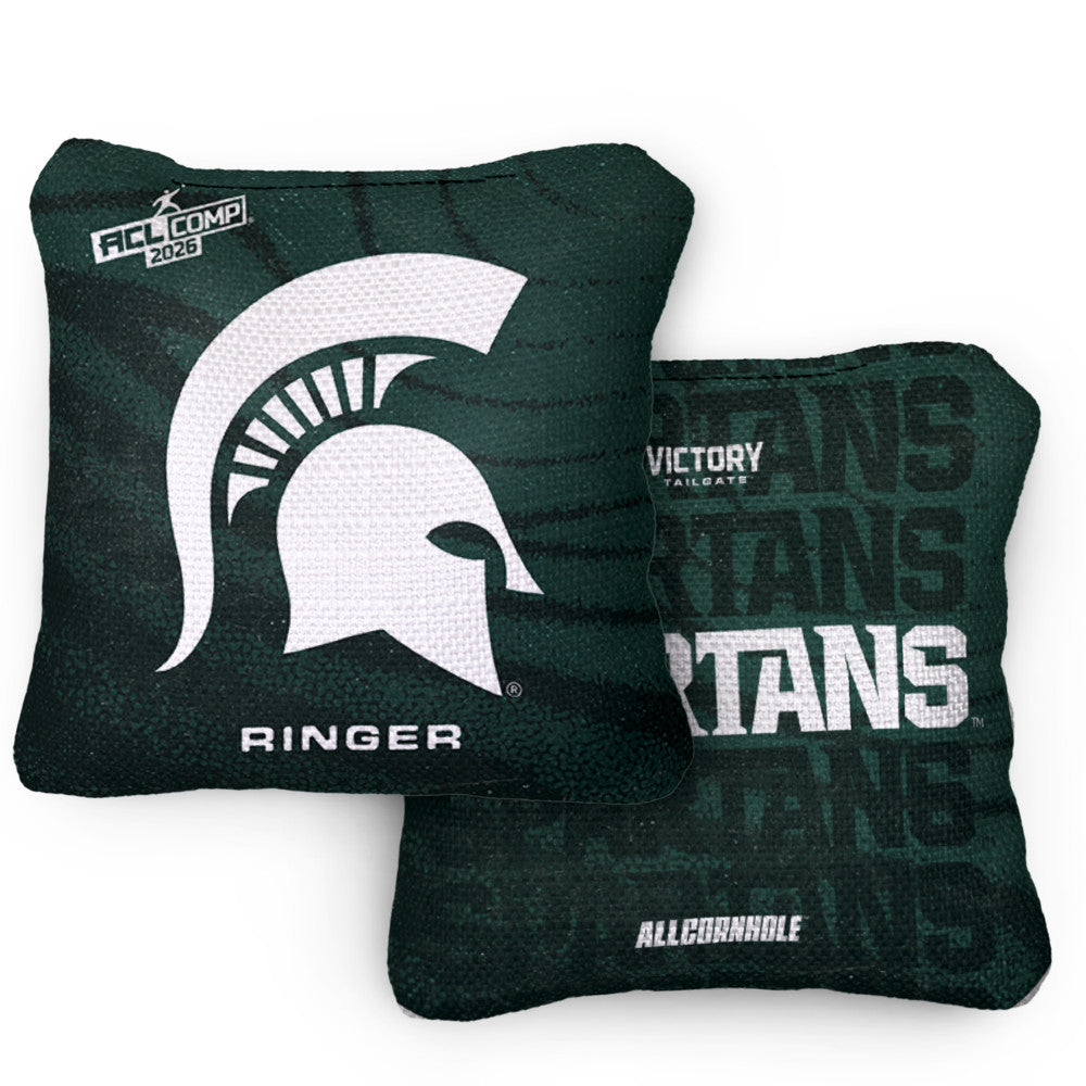 2026 Michigan State Spartans RINGER™️Green ACL Comp Cornhole Bags – Set of 4 Bags
