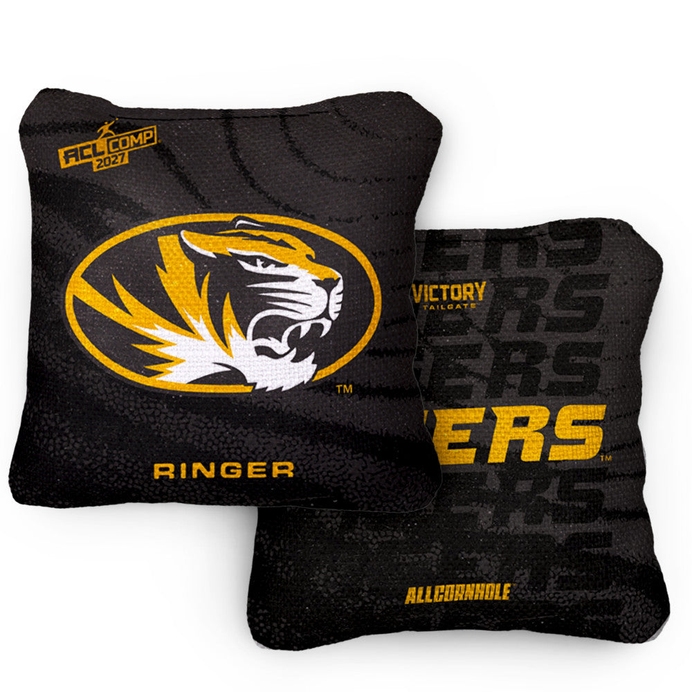 2027 MIZZOU Tigers RINGER Black ACL Comp Cornhole Bags – Set of 4 Bags