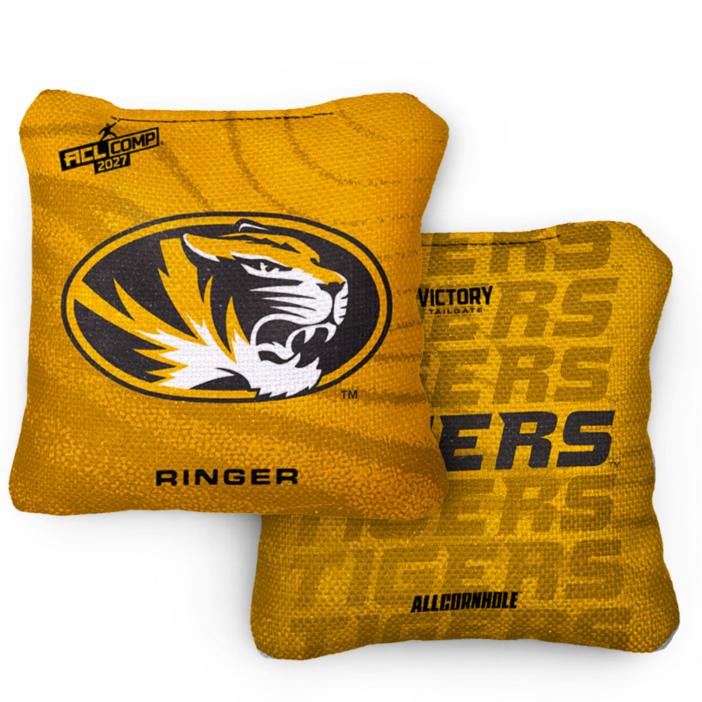 2027 MIZZOU Tigers RINGER Gold ACL Comp Cornhole Bags – Set of 4 Bags