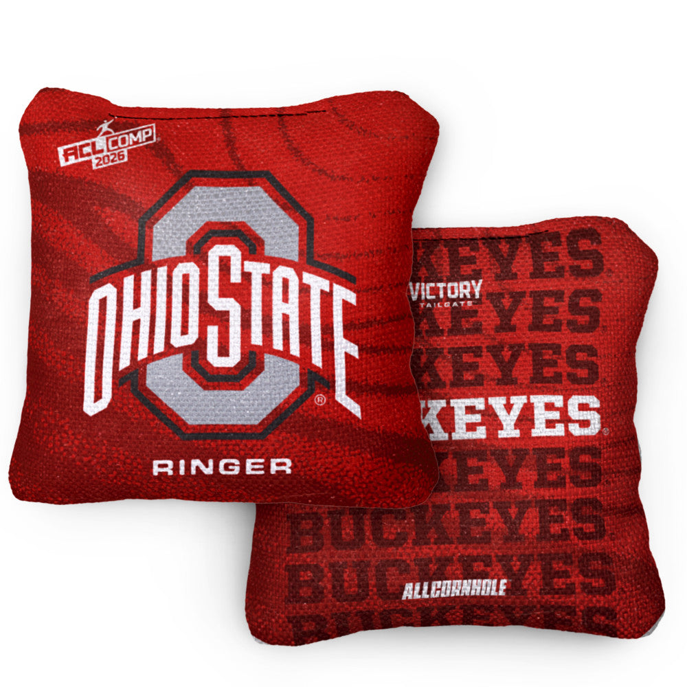 2026 Ohio State Buckeyes RINGER™️Scarlet ACL Comp Cornhole Bags – Set of 4 Bags