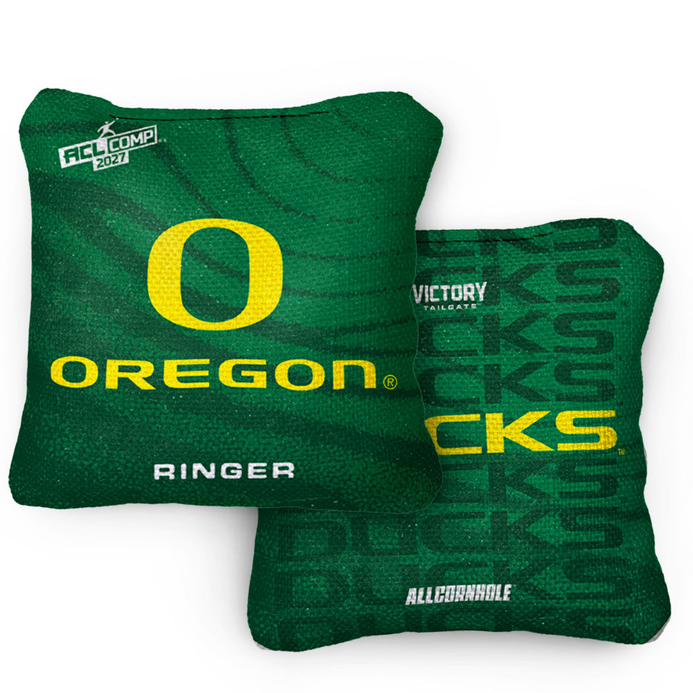 2027 Oregon Ducks RINGER Green ACL Comp Cornhole Bags – Set of 4 Bags