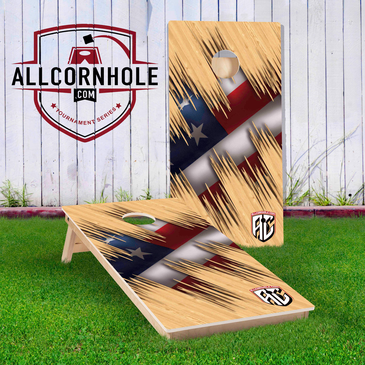 Allcornhole USA PRO Series Cornhole Boards - Wood Design