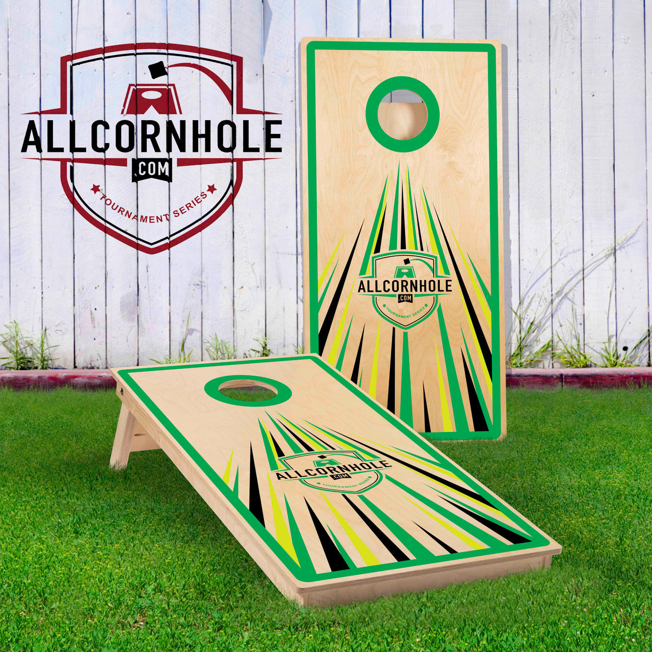 Allcornhole Directional Design COMP Cornhole Boards - GREEN