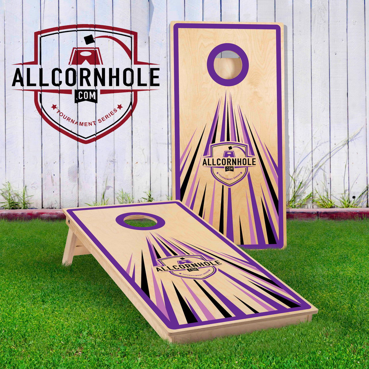 Allcornhole Directional Design COMP Cornhole Boards - Purple