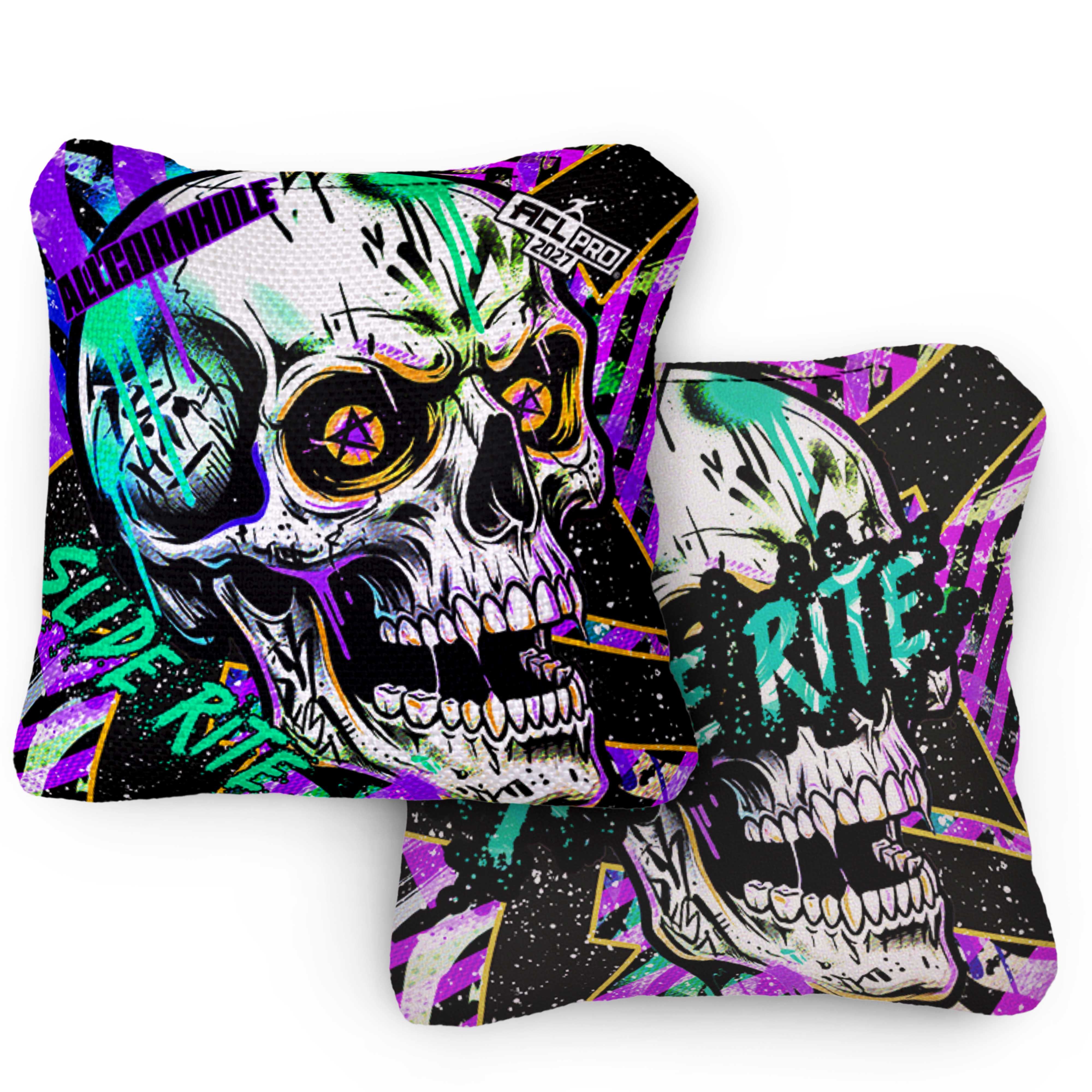 2027 Slide-Rite Melting Skull ACL Pro Cornhole Bags – Set of 4 Bags