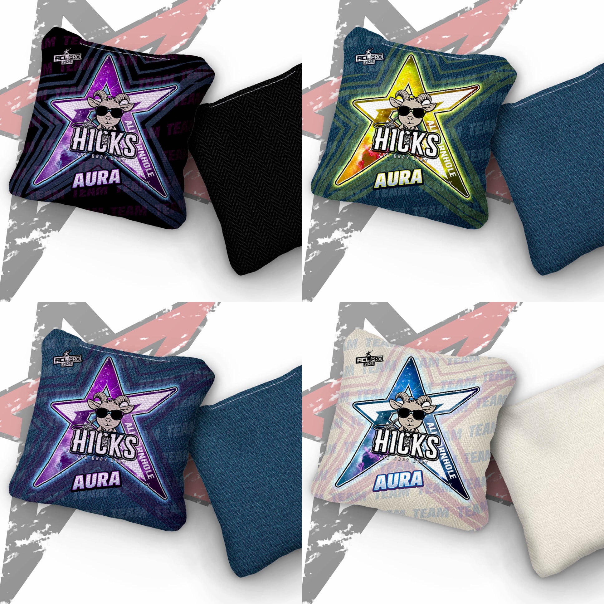 2025 AllCornhole Aura - "Alex Hicks” - ACL Pro Stamped Cornhole Bags - SET OF 4 BAGS