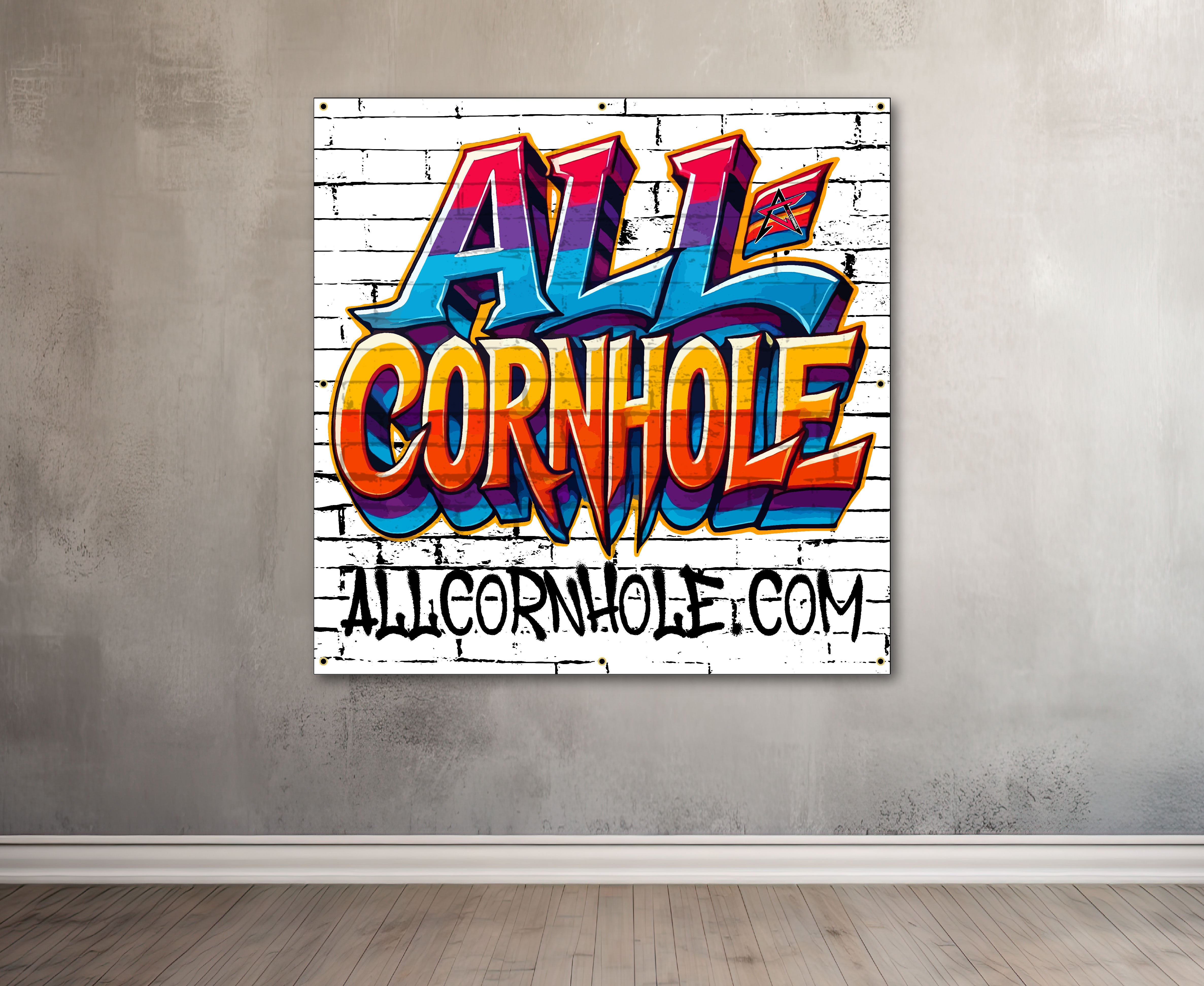 AC Cornhole 4'x4' Matte Finish Vinyl Banner - Hemmed and Grommeted