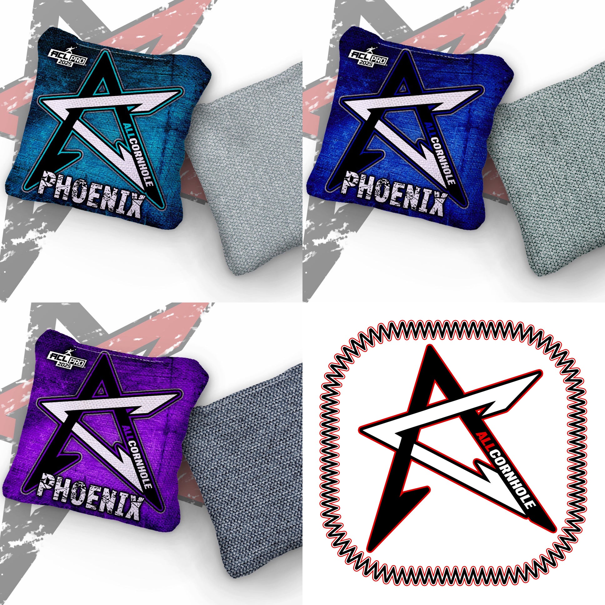 2025  PHOENIX - "TEXTURED" - ACL Pro Stamped Cornhole Bags - SET OF 4 BAGS