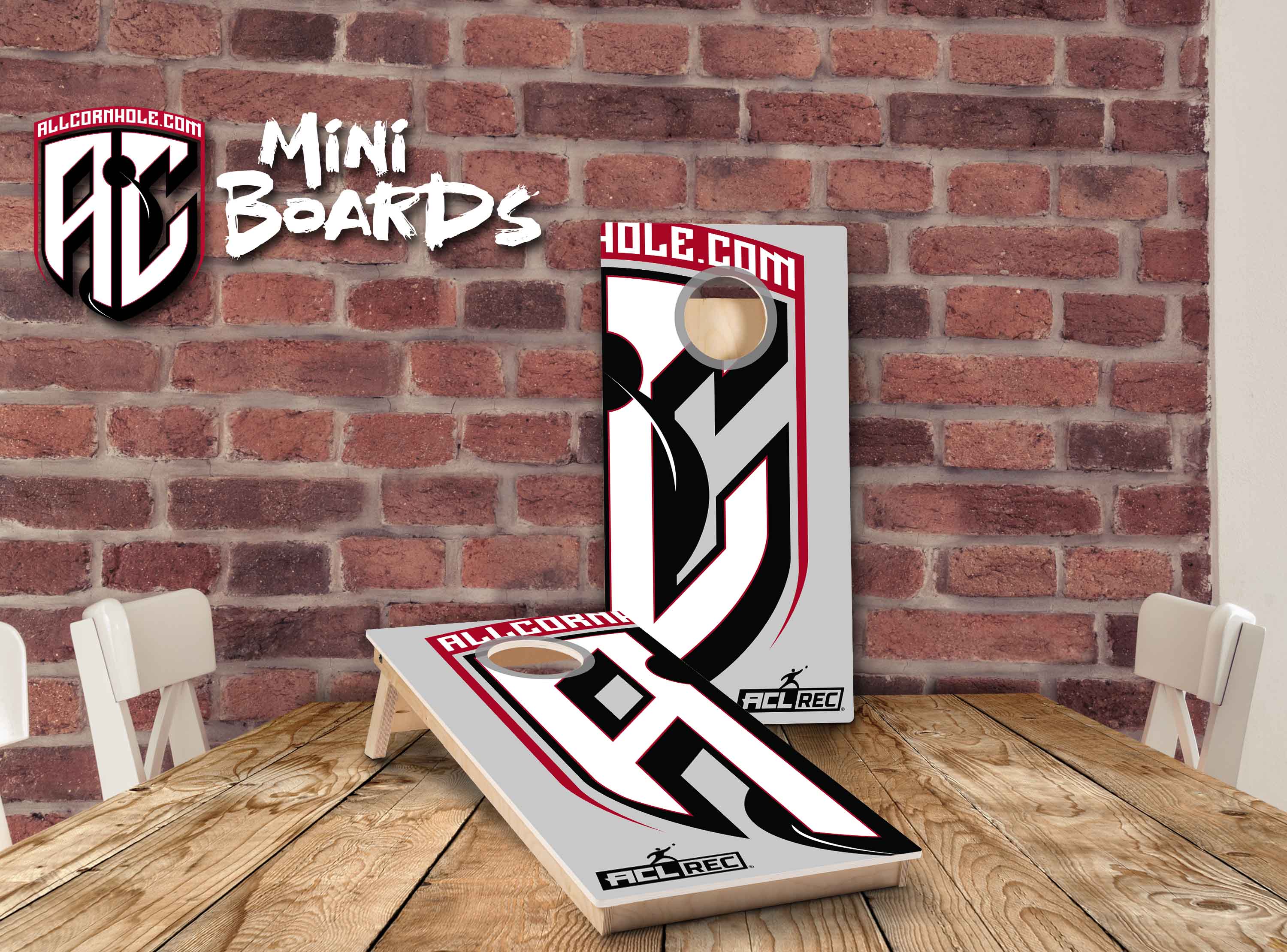 ACL Rec Mini Cornhole Boards - "HEATER SHIELD" - 12x24