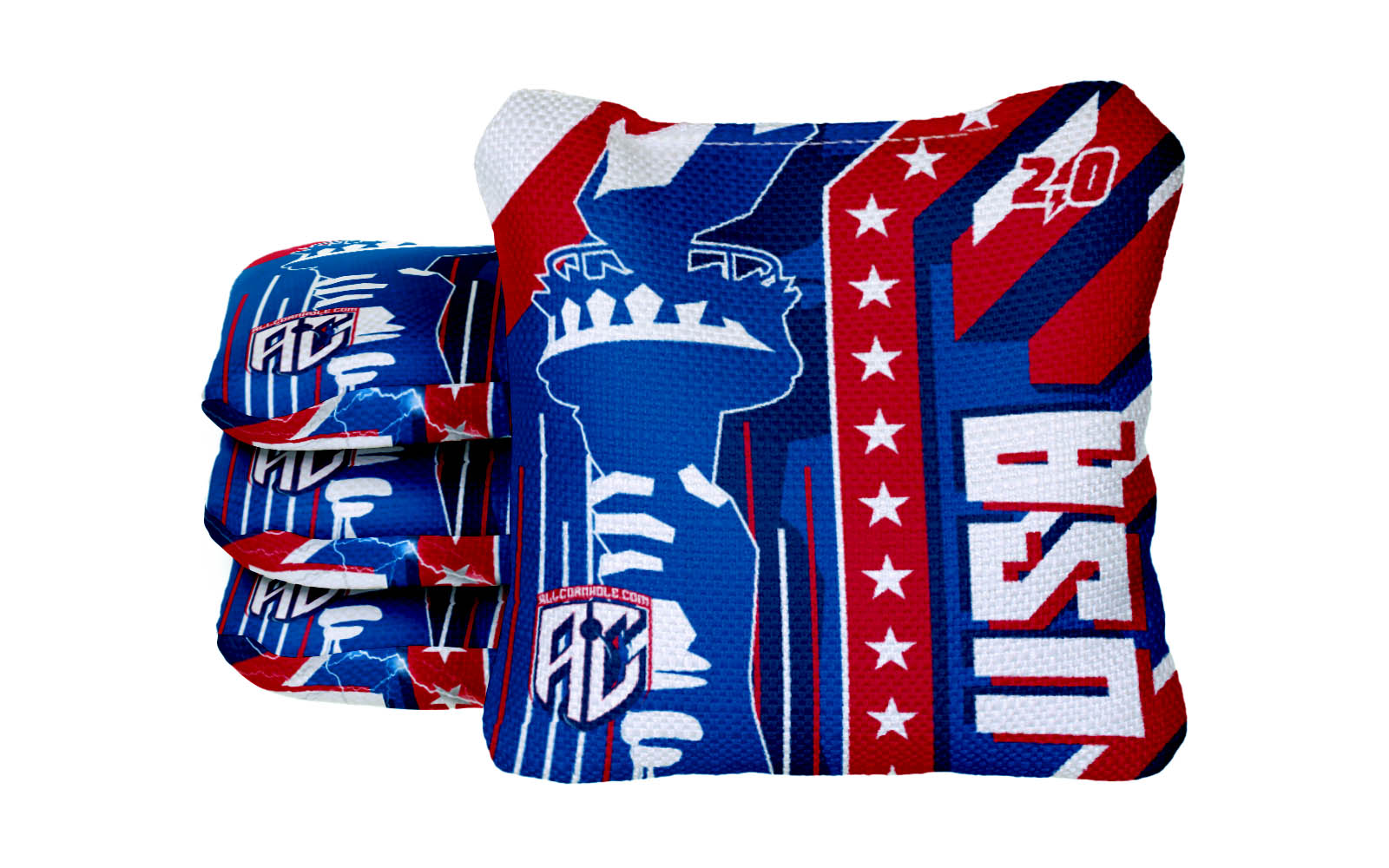 All-Slide 2.0 cornhole bags - 4TH OF JULY TORCH DESIGN - SET OF 4