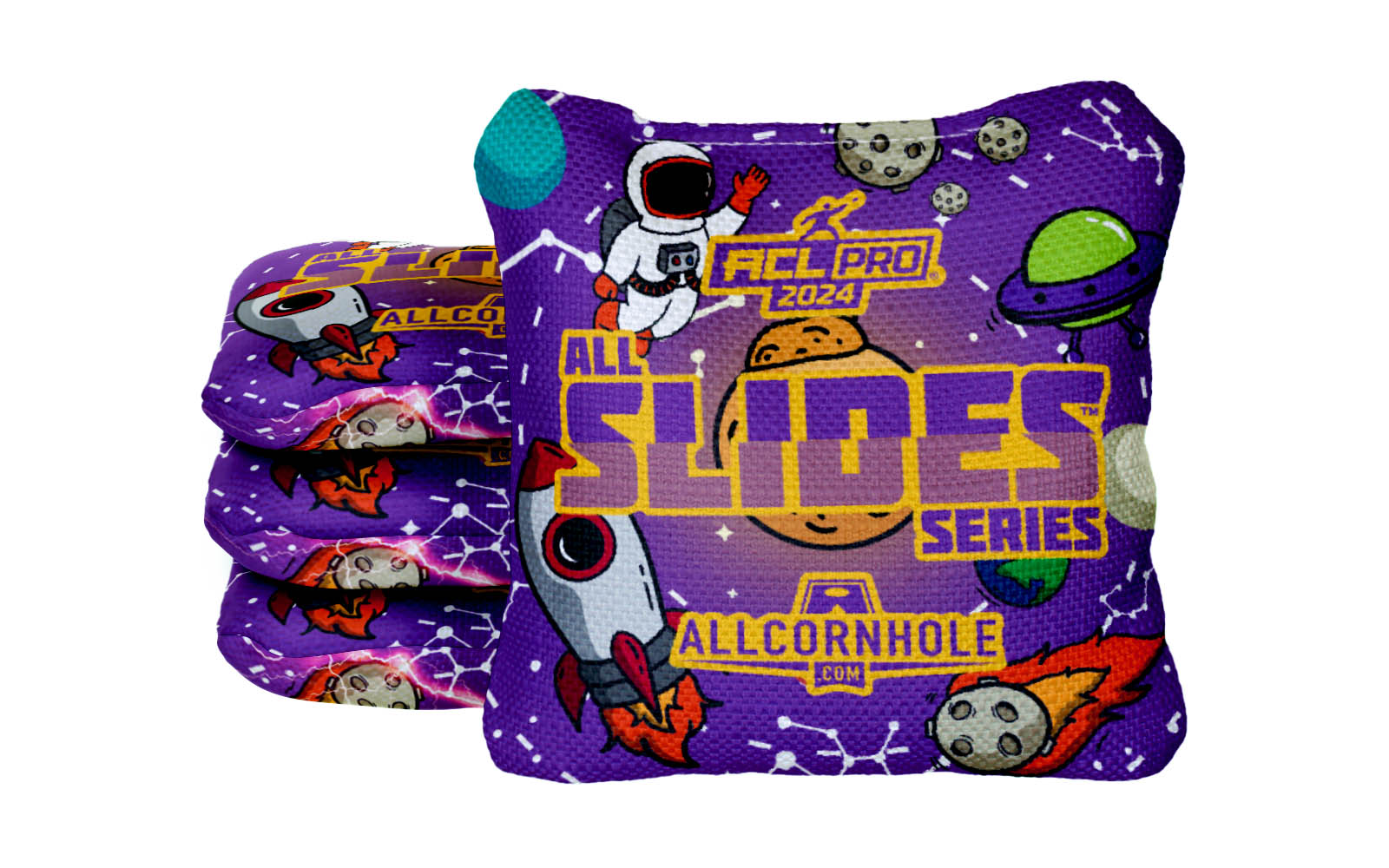 Out of This World Space Design All-Slide cornhole bags - SET OF 4