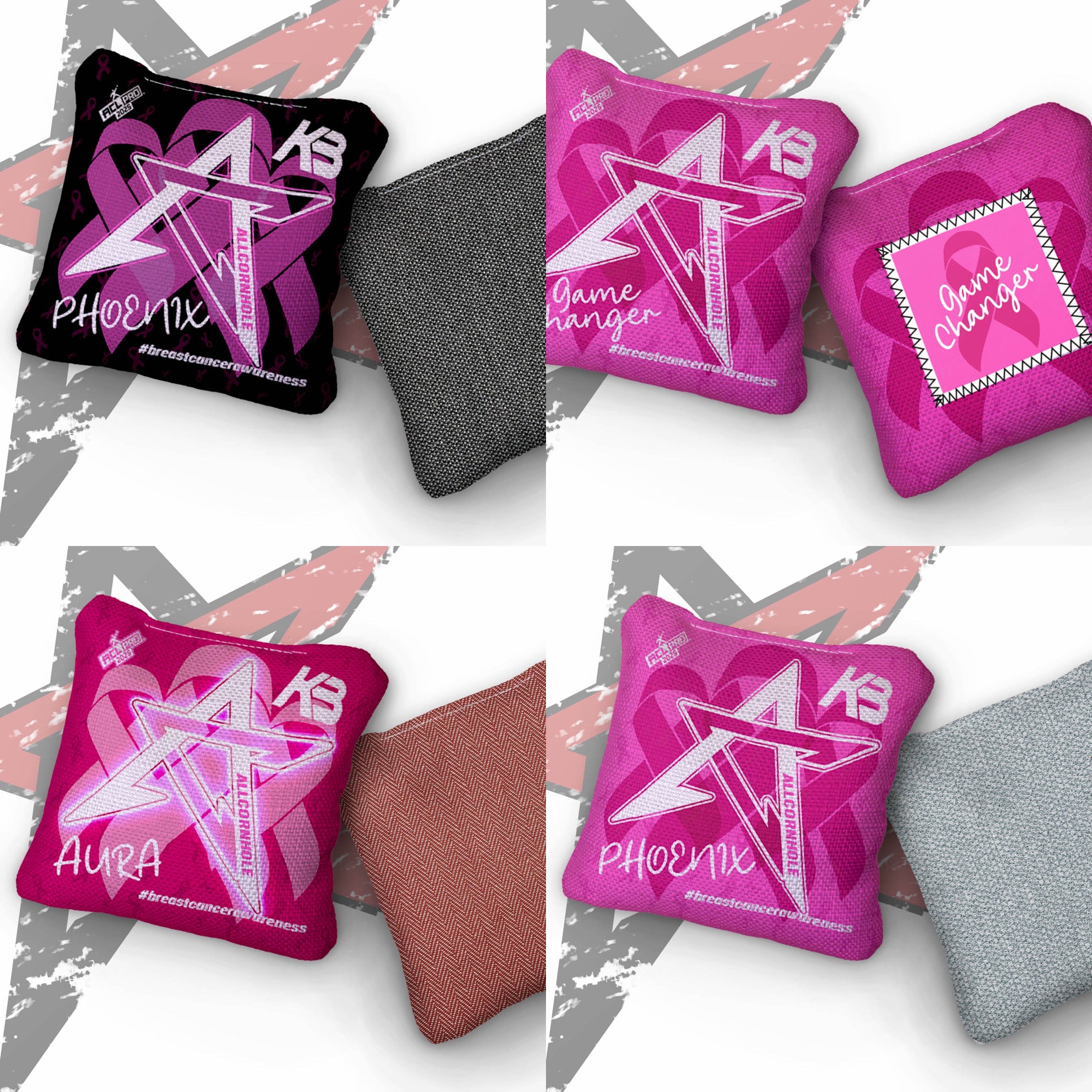 2025 AllCornhole Multiple Bag Models - "Kaleb Batson Pink Ribbon” - ACL Pro Stamped Cornhole Bags - SET OF 4 BAGS