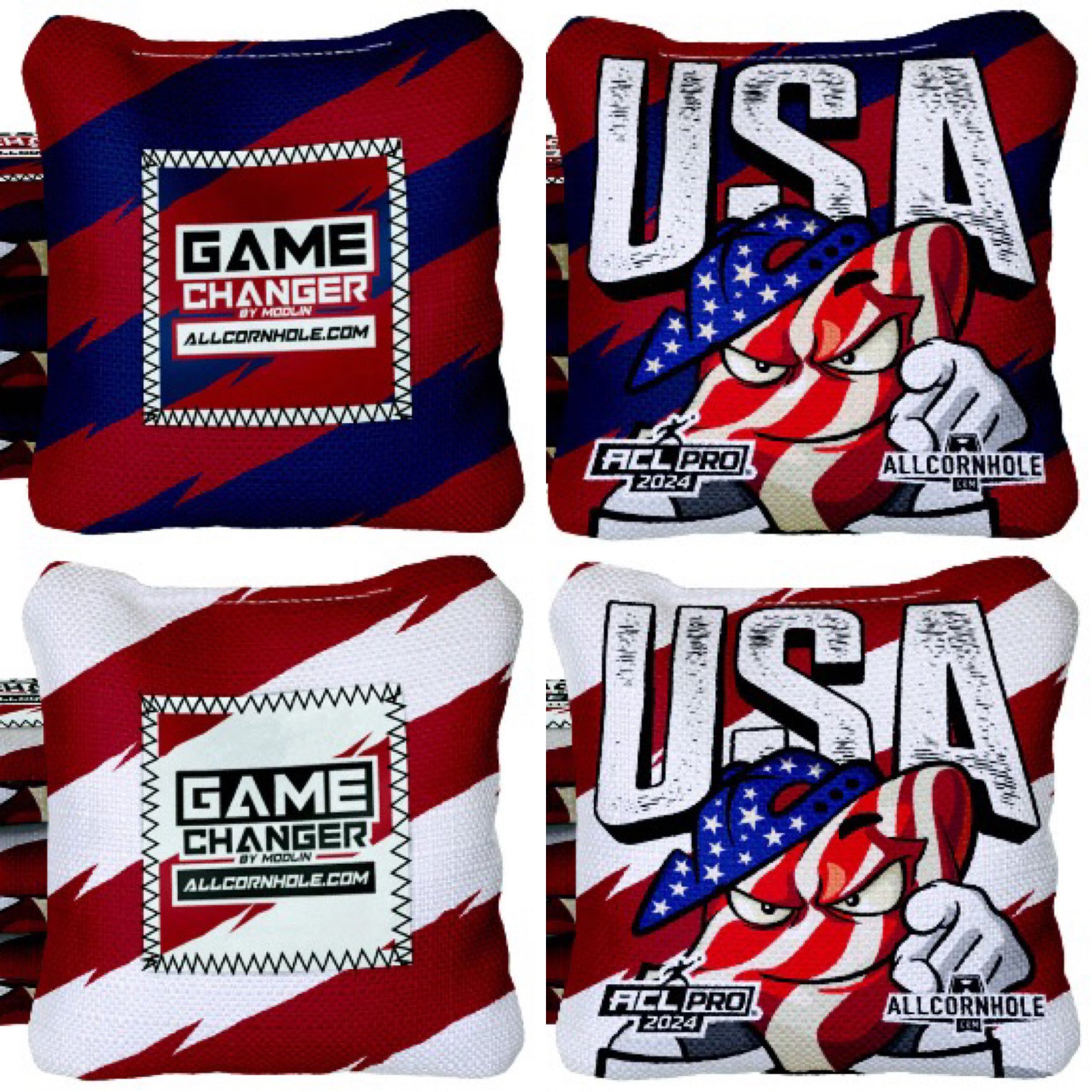 USA Design Patriotic GameChanger Cornhole Bags - Set of 4