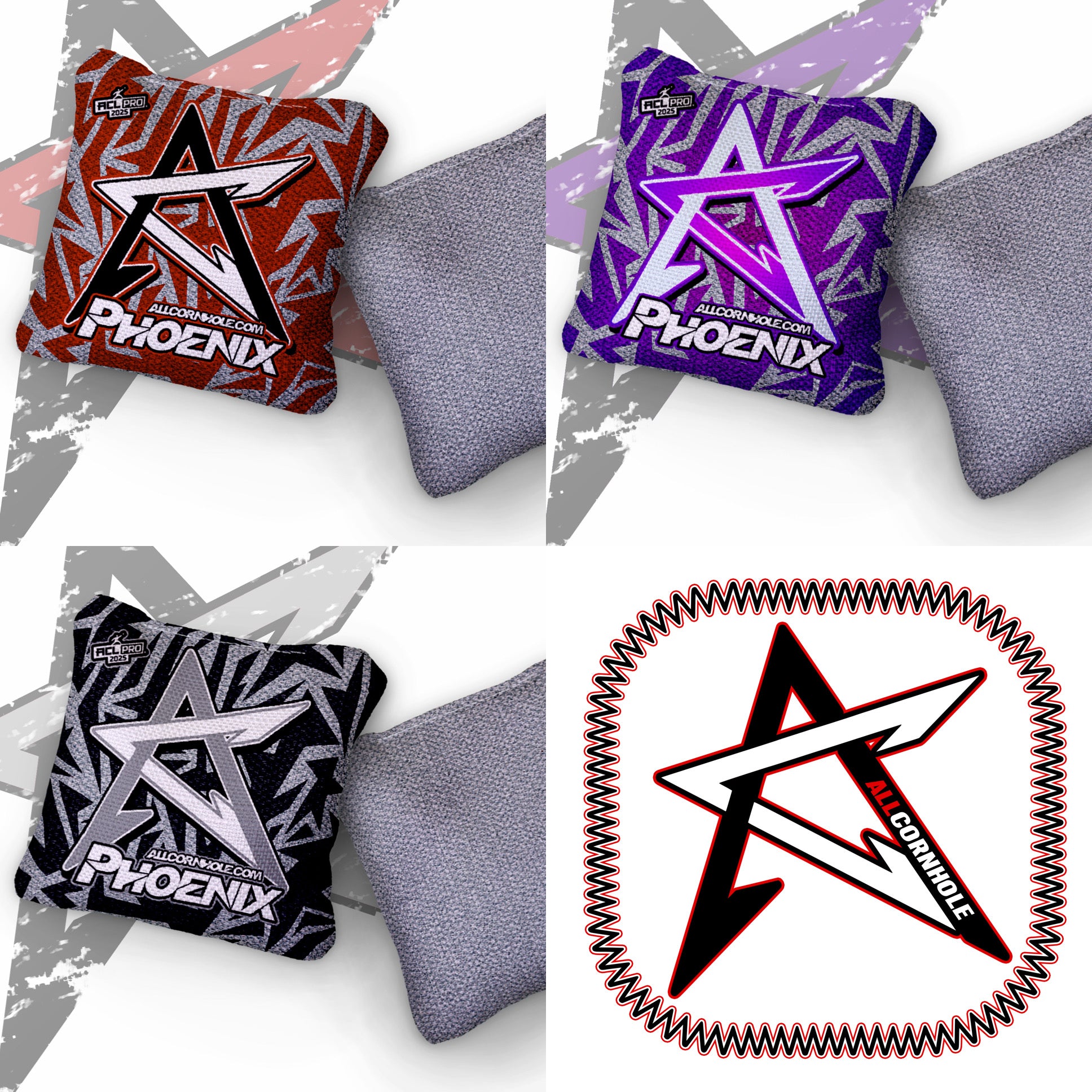 2025 PHOENIX- "ZAP" - ACL Pro Stamped Cornhole Bags - SET OF 4 BAGS