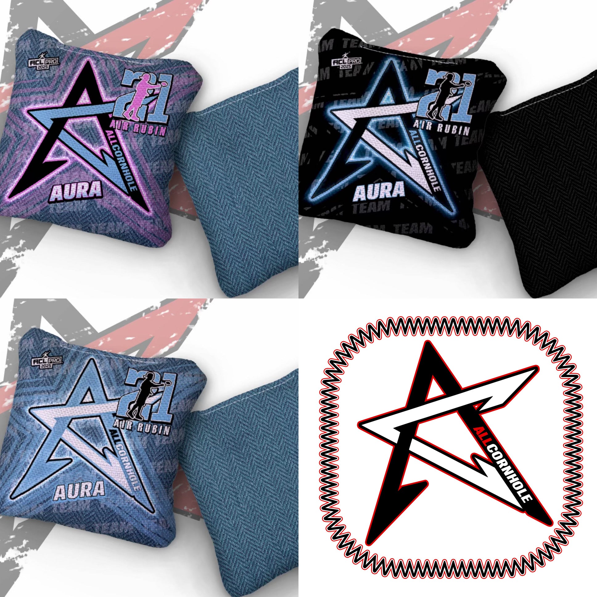 2025 AllCornhole Aura - "Jay Rubin” - ACL Pro Stamped Cornhole Bags - SET OF 4 BAGS