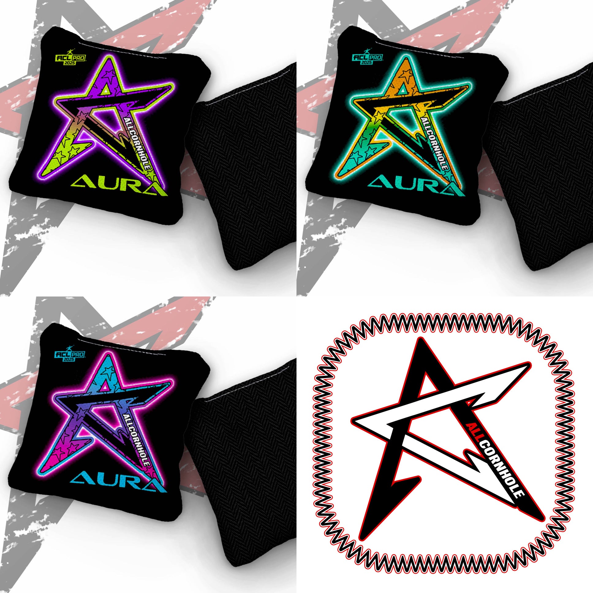 2025 AURA -“Blackout Gradient” - ACL Pro Stamped Cornhole Bags - SET OF 4 BAGS