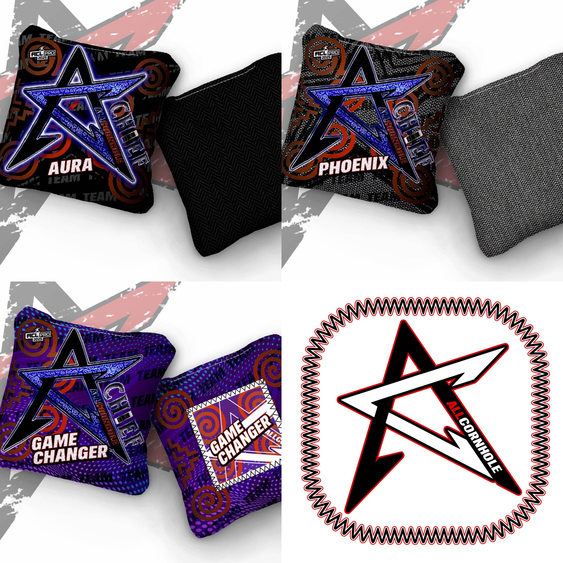 2025 AllCornhole Multiple Bag Models - "Pro Shot” - ACL Pro Stamped Cornhole Bags - SET OF 4 BAGS