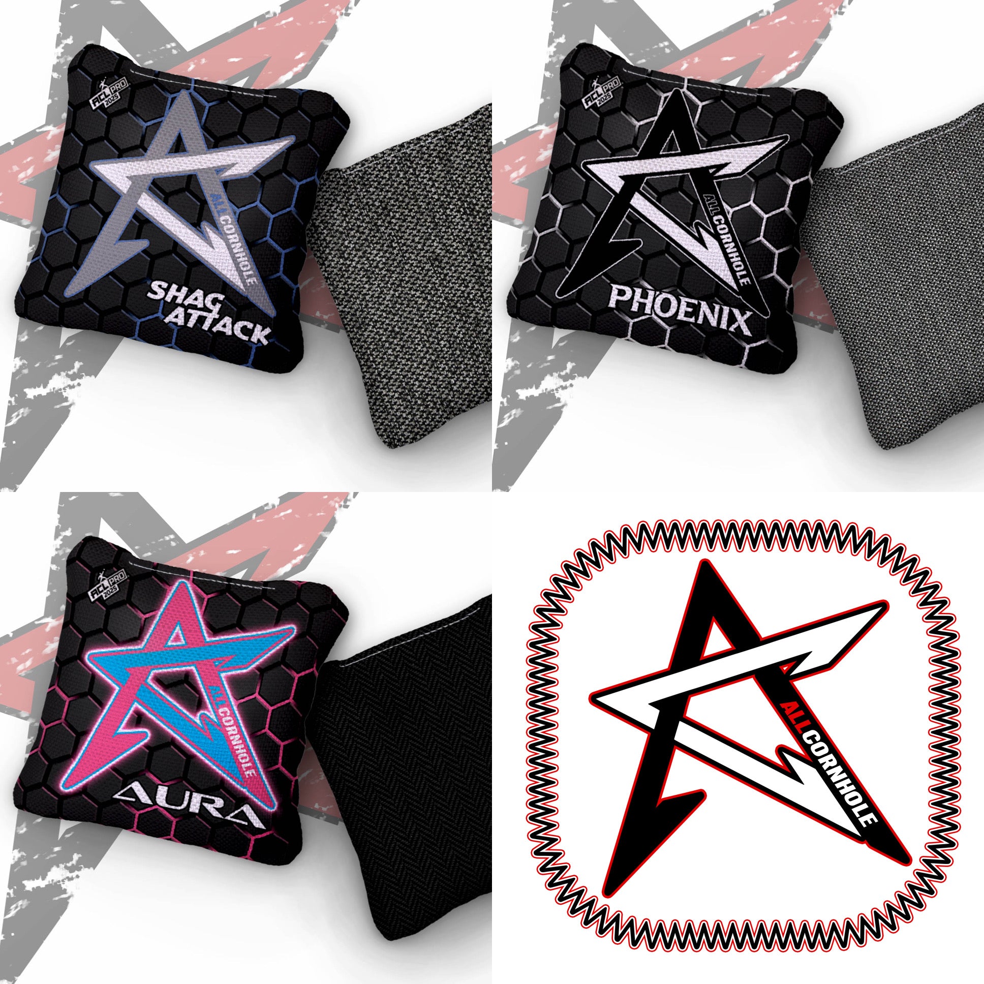 2025 AllCornhole Multiple Bag Models - "Dark Hex” - ACL Pro Stamped Cornhole Bags - SET OF 4 BAGS