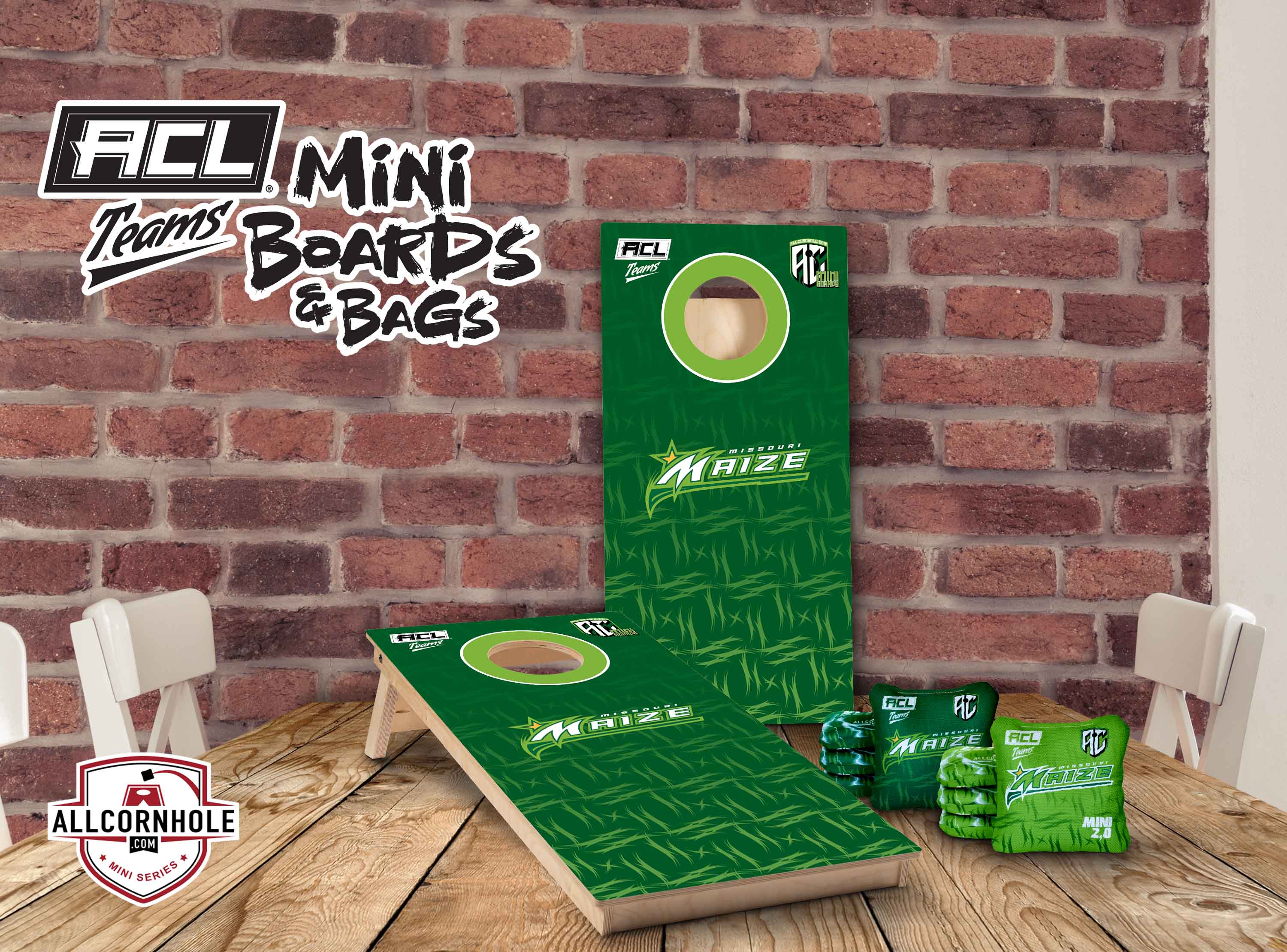 ACL Teams mini Cornhole Board Set - Missouri Maize