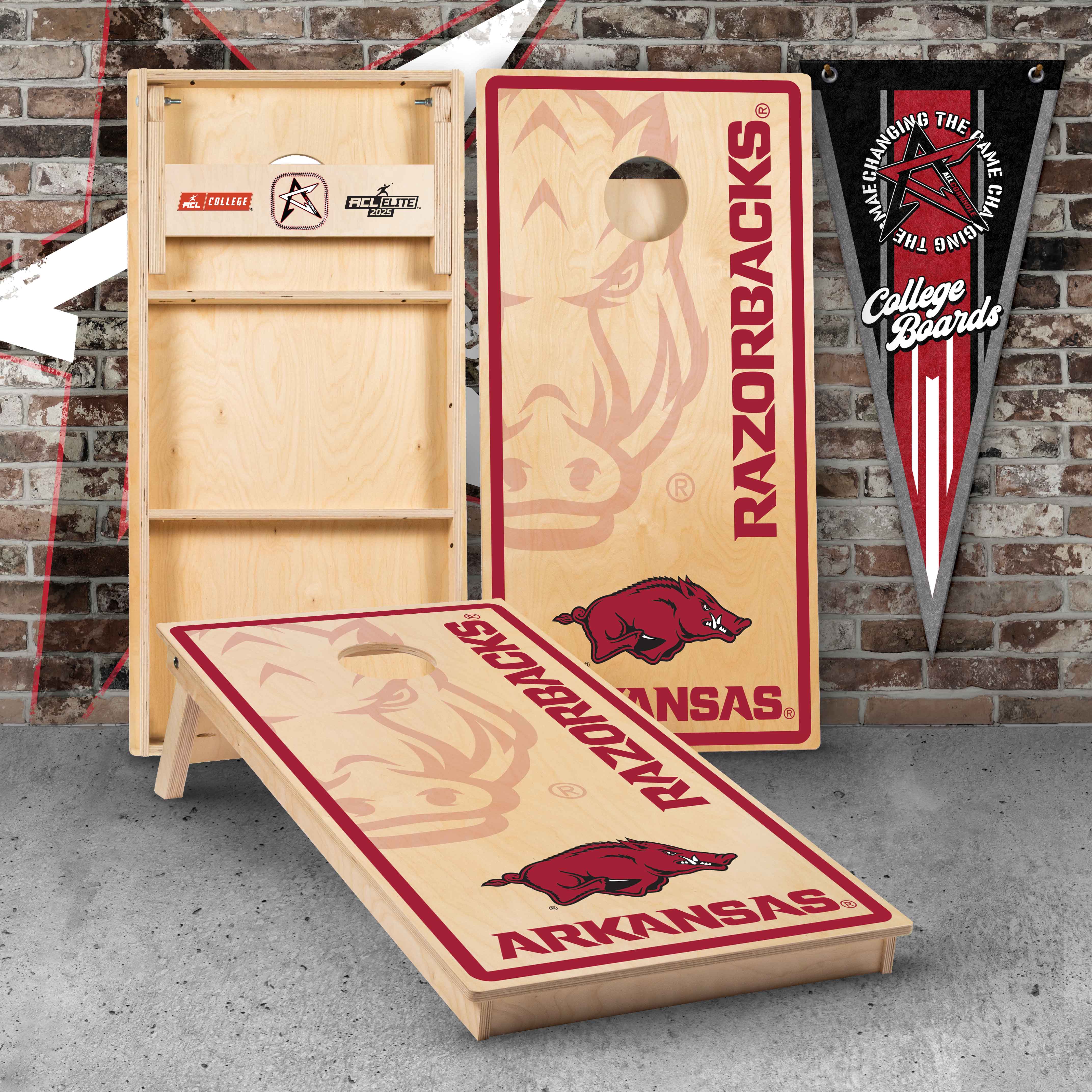 Officially Licensed Collegiate Cornhole Boards - University of Arkansas