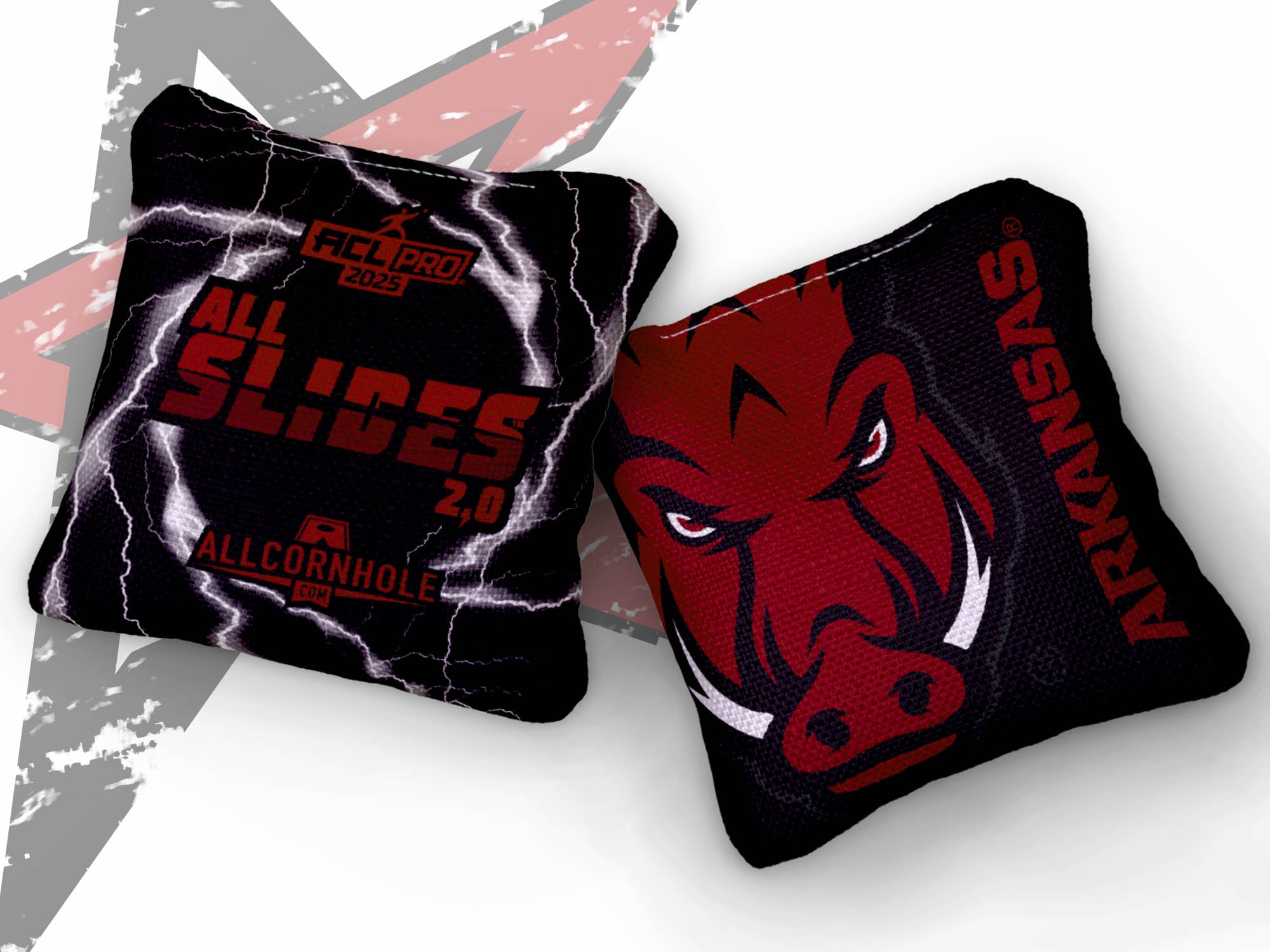 Officially Licensed Collegiate Cornhole Bags - All-Slide 2.0 - Set of 4 - University of Arkansas