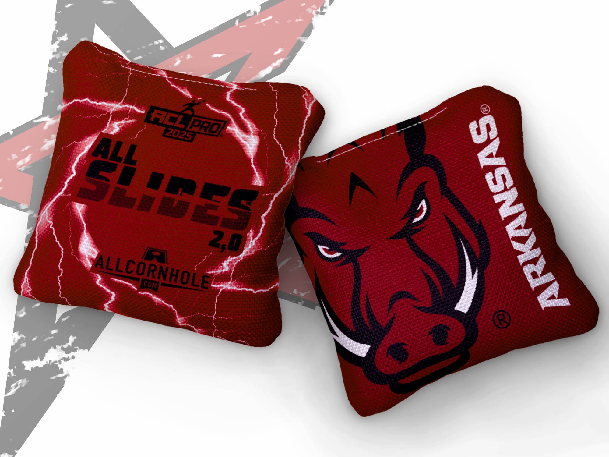 Officially Licensed Collegiate Cornhole Bags - All-Slide 2.0 - Set of 4 - University of Arkansas