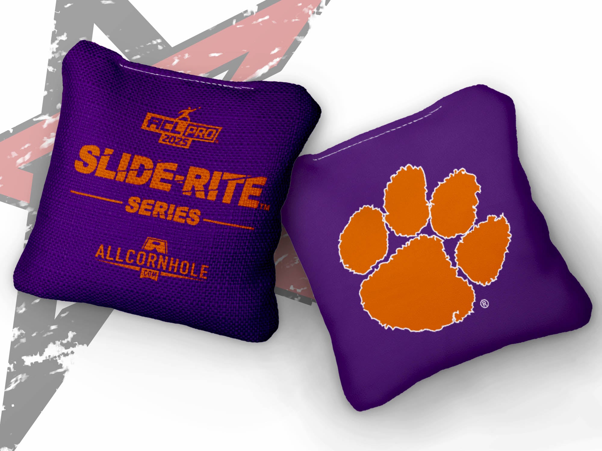 Officially Licensed Collegiate Cornhole Bags - Slide Rite - Set of 4 - Clemson University