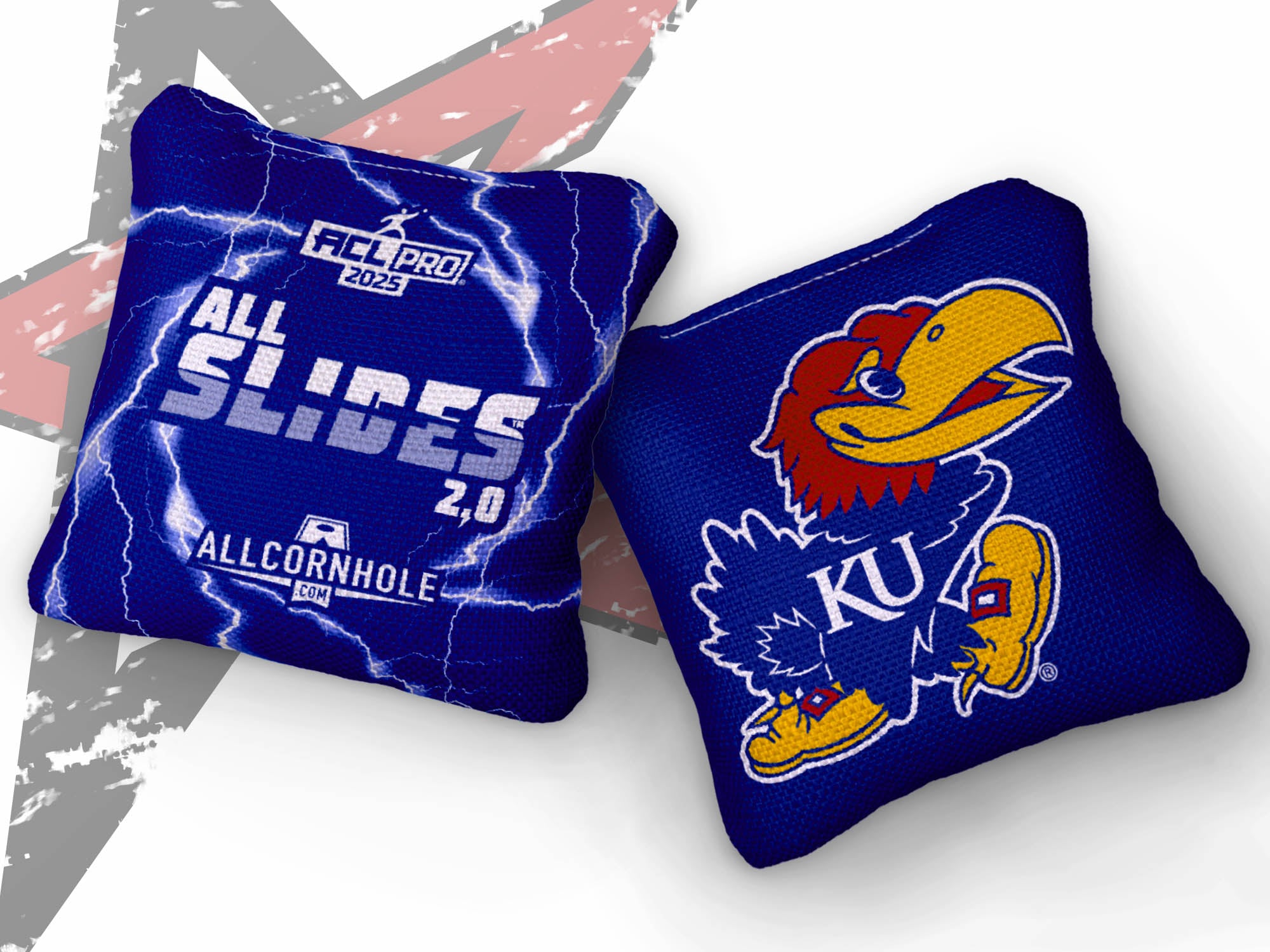 Officially Licensed Collegiate Cornhole Bags - All-Slide 2.0 - Set of 4 - University of Kansas