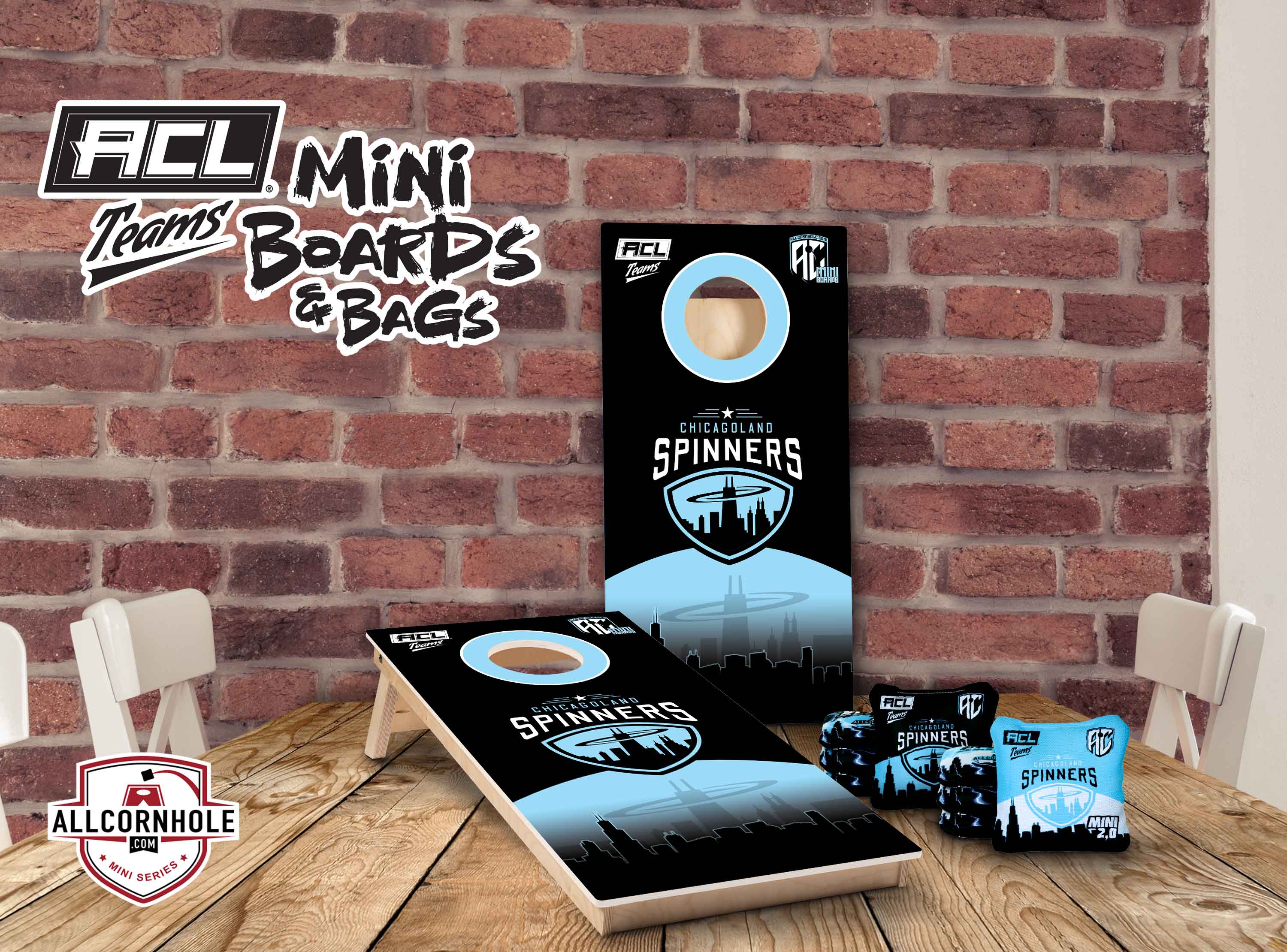 ACL Teams mini Cornhole Board Set - Chicagoland Spinners