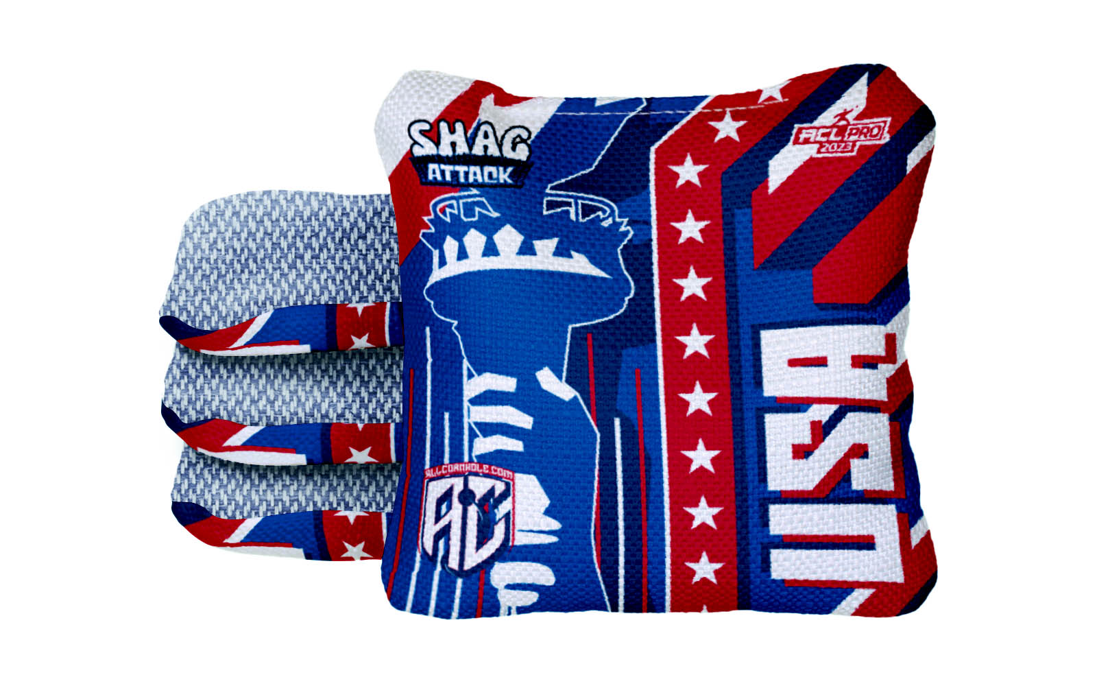 Shag Attack Carpet Cornhole Bags - 4th of July Torch Edition - SET OF 4