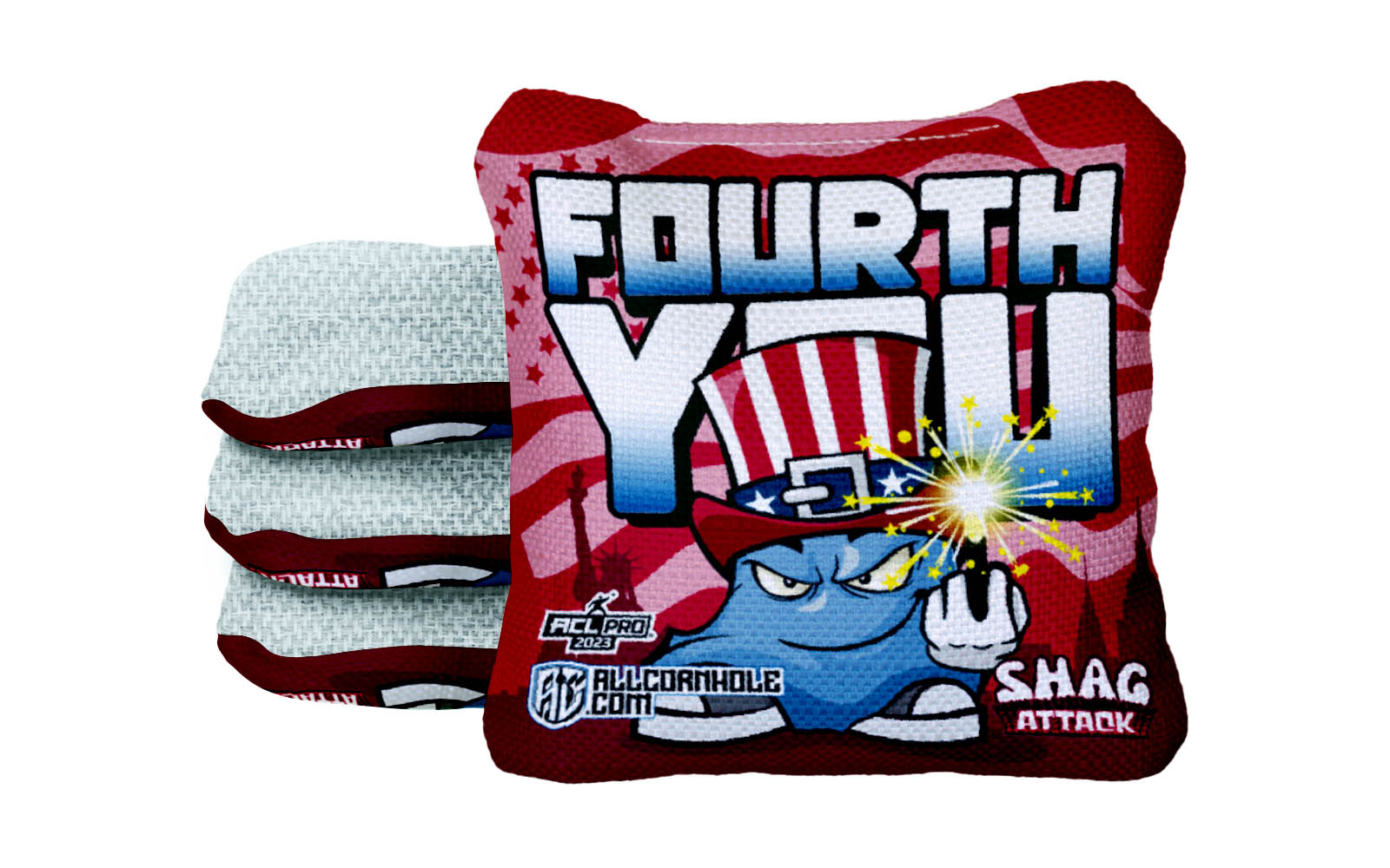 Shag Attack Carpet Cornhole Bags - 4th You Edition - SET OF 4