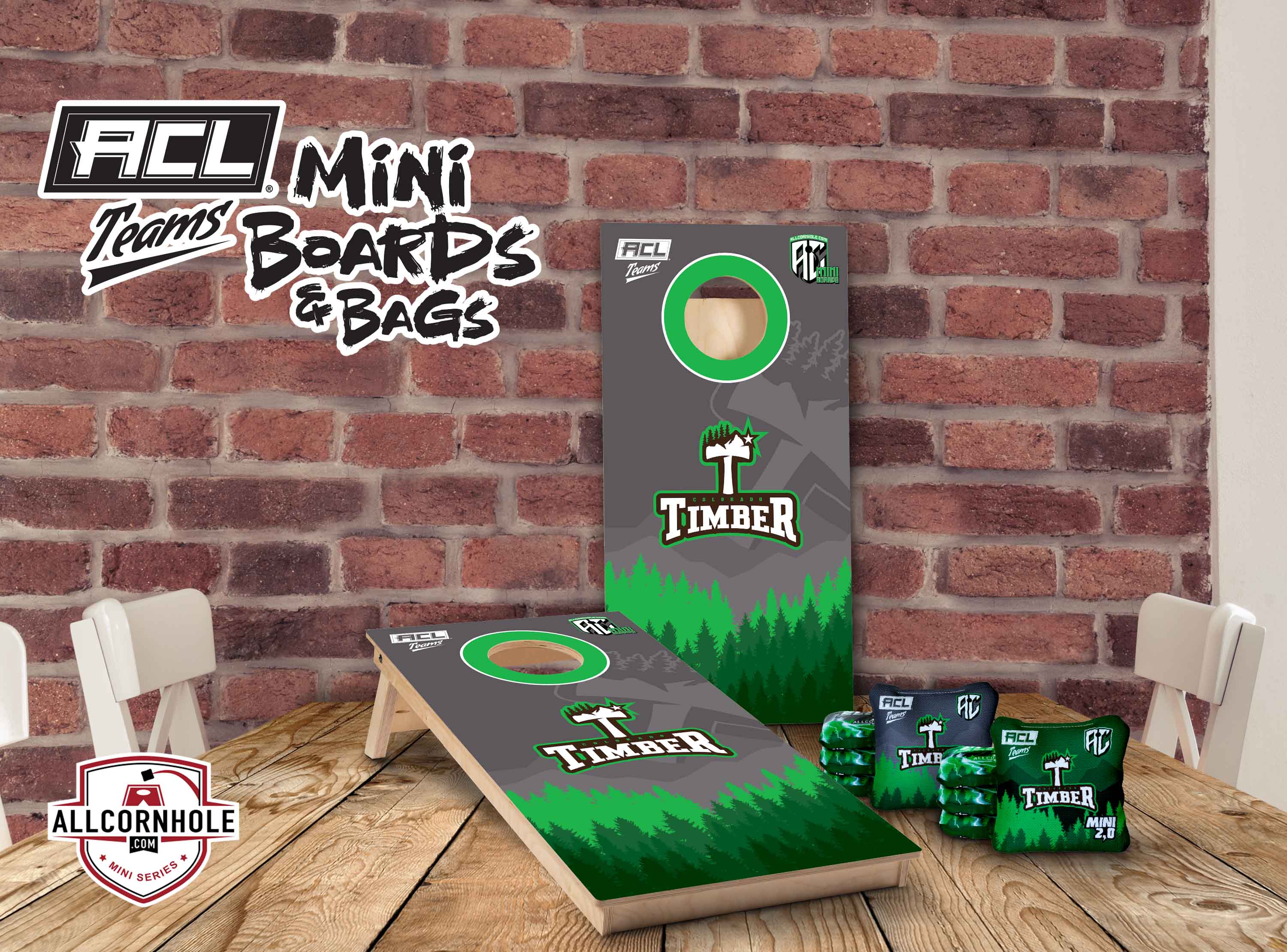 ACL Teams mini Cornhole Board Set - Colorado Timber