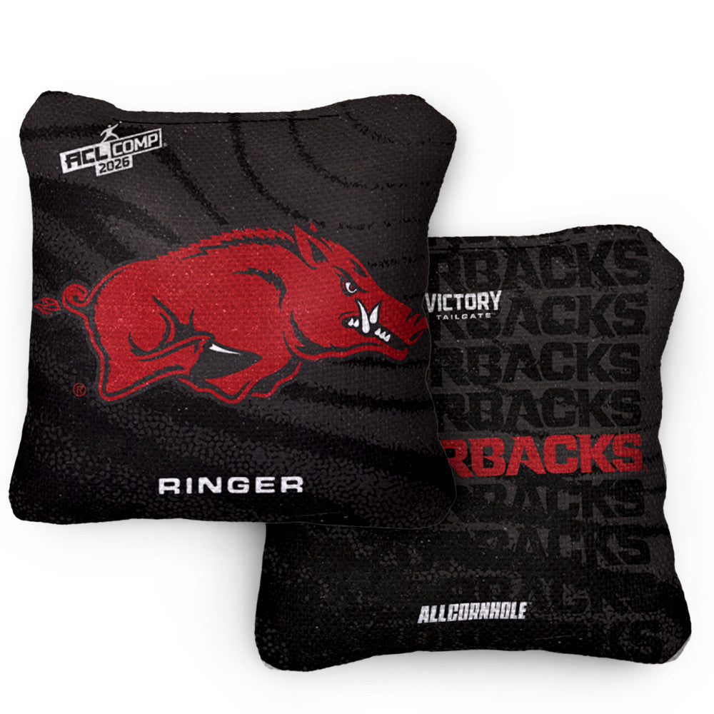 2026 Arkansas Razorbacks RINGER™️Black ACL Comp Cornhole Bags – Set of 4 Bags