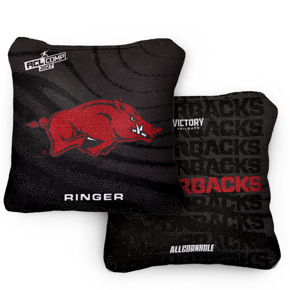 2027 Arkansas Razorbacks RINGER Black ACL Comp Cornhole Bags – Set of 4 Bags