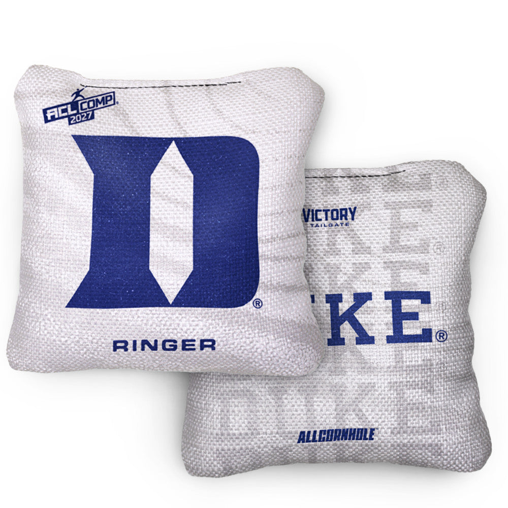 2027 Duke Blue Devils RINGER White ACL Comp Cornhole Bags – Set of 4 Bags