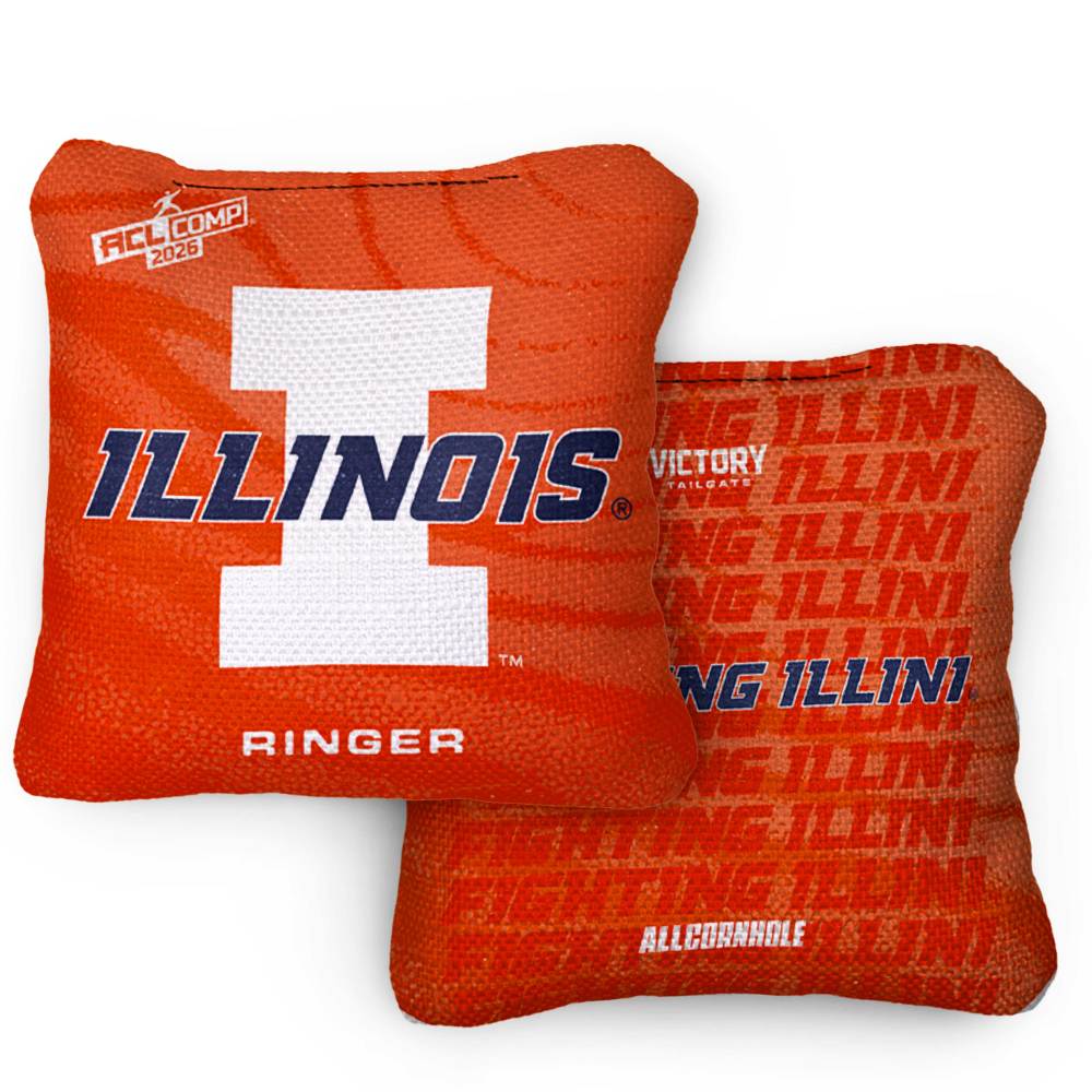 2026 Illinois Fighting Illini  RINGER™️Orange ACL Comp Cornhole Bags – Set of 4 Bags