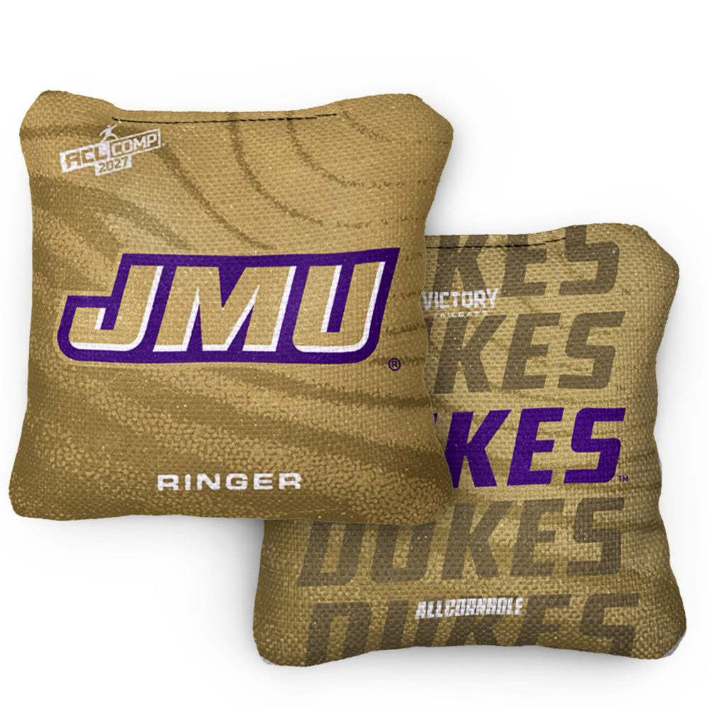 2027 James Madison Dukes RINGER Gold ACL Comp Cornhole Bags – Set of 4 Bags
