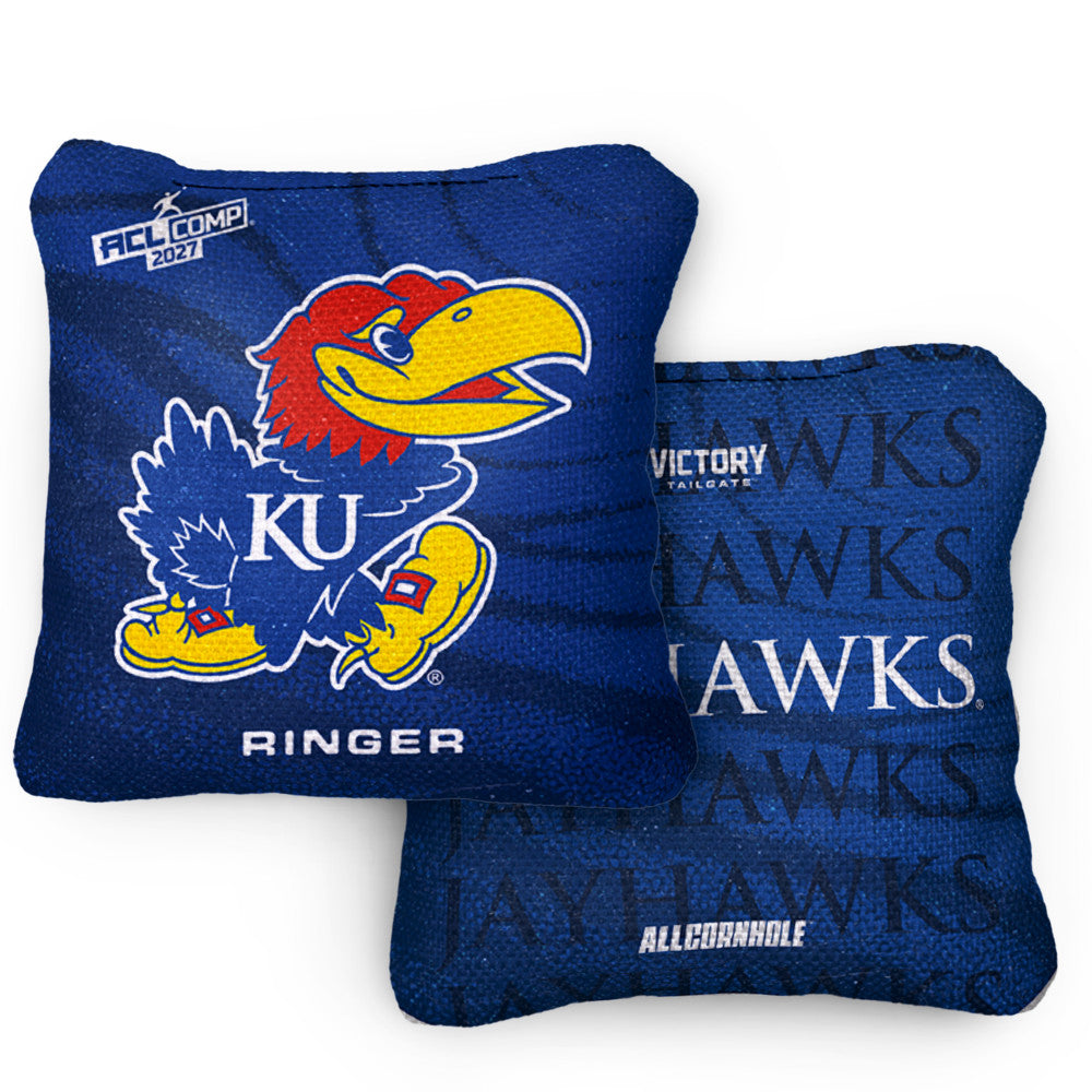 2027 Kansas Jayhawks RINGER Blue ACL Comp Cornhole Bags – Set of 4 Bags
