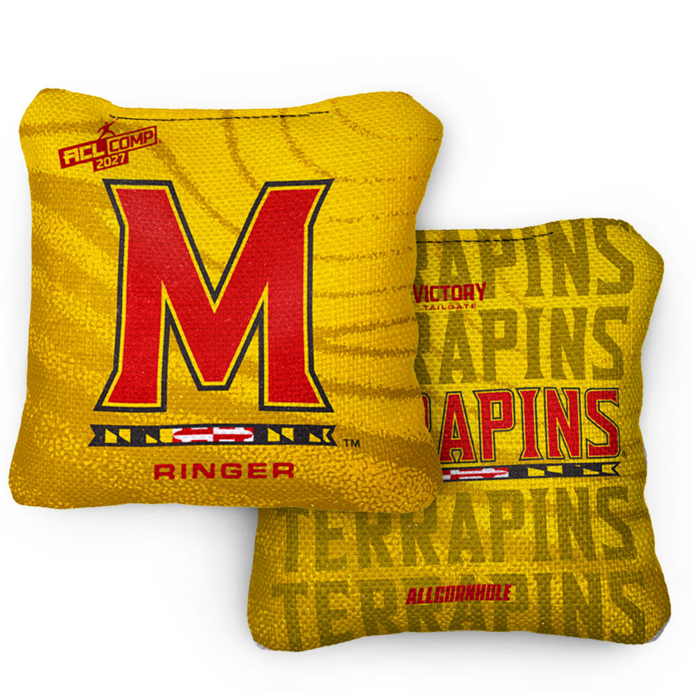 2027 Maryland Terrapins RINGER Yellow ACL Comp Cornhole Bags – Set of 4 Bags