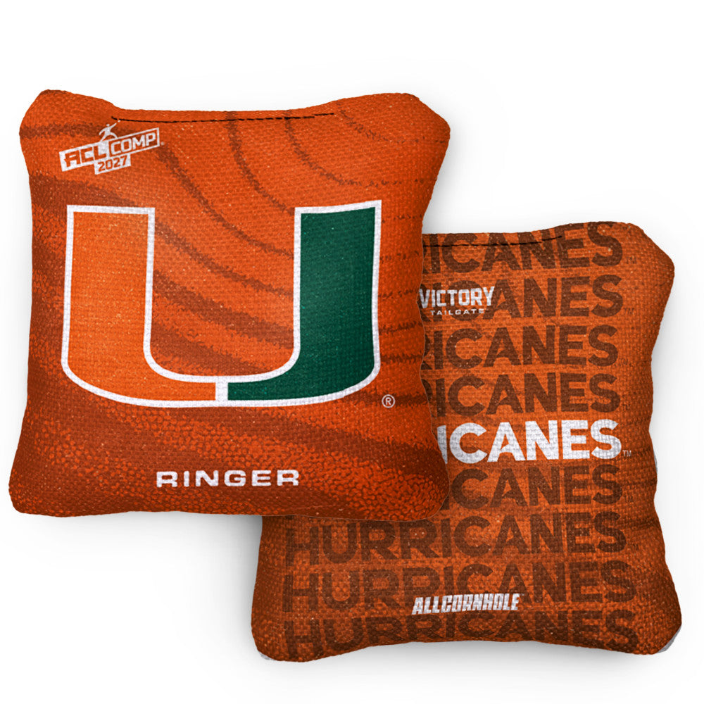 2027 Miami Hurricanes RINGER Orange ACL Comp Cornhole Bags – Set of 4 Bags